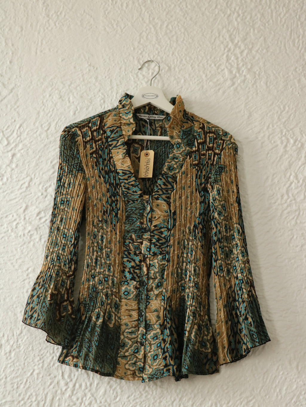 Y2K Ruffle Pleated Blouse - Size Large