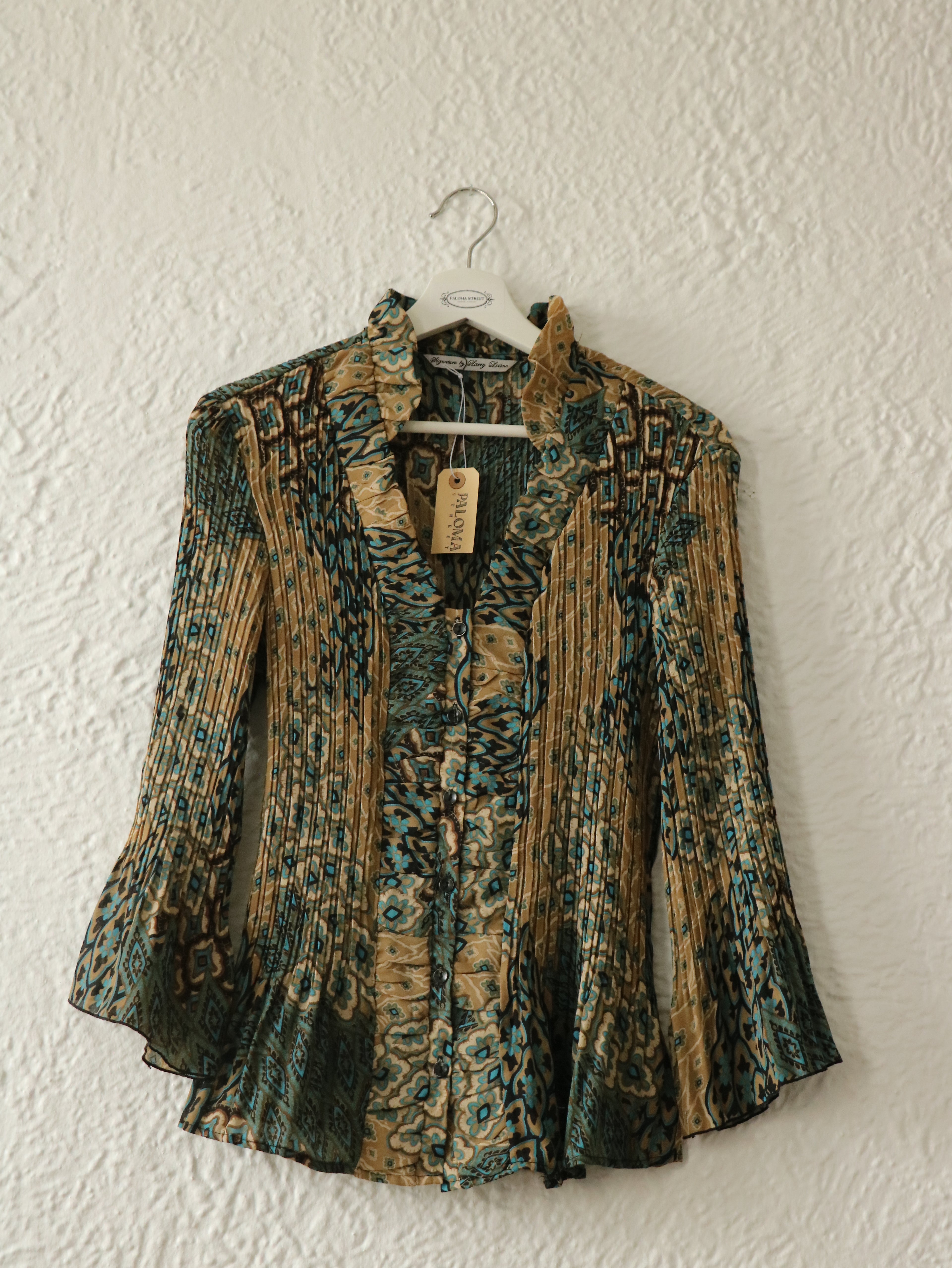 Y2K Ruffle Pleated Blouse - Size Large