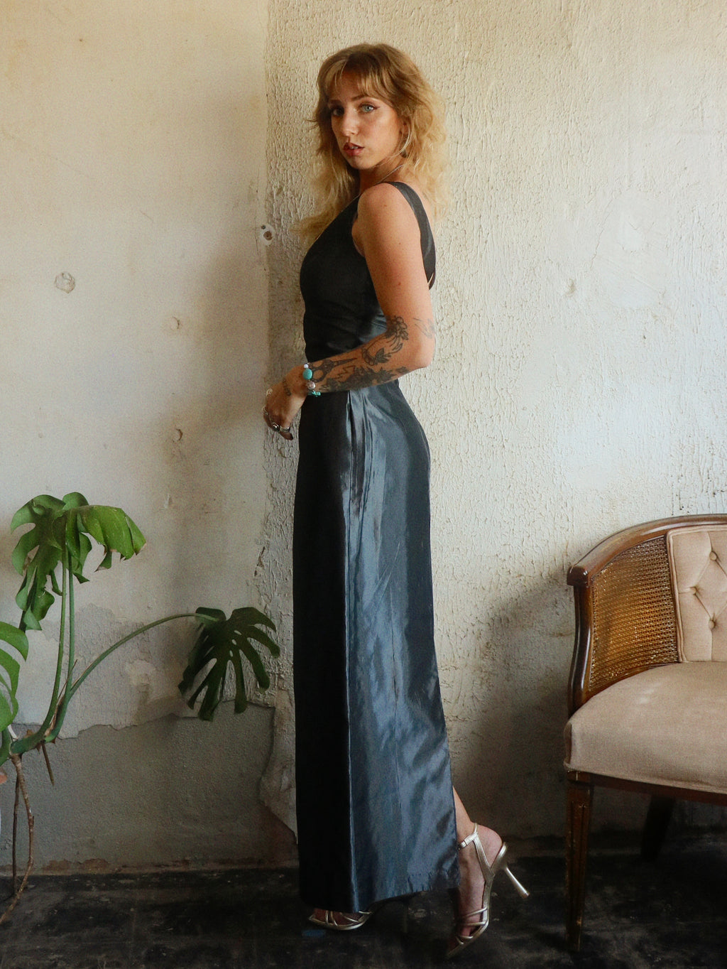 90s Silver Siren Dress - Size XS