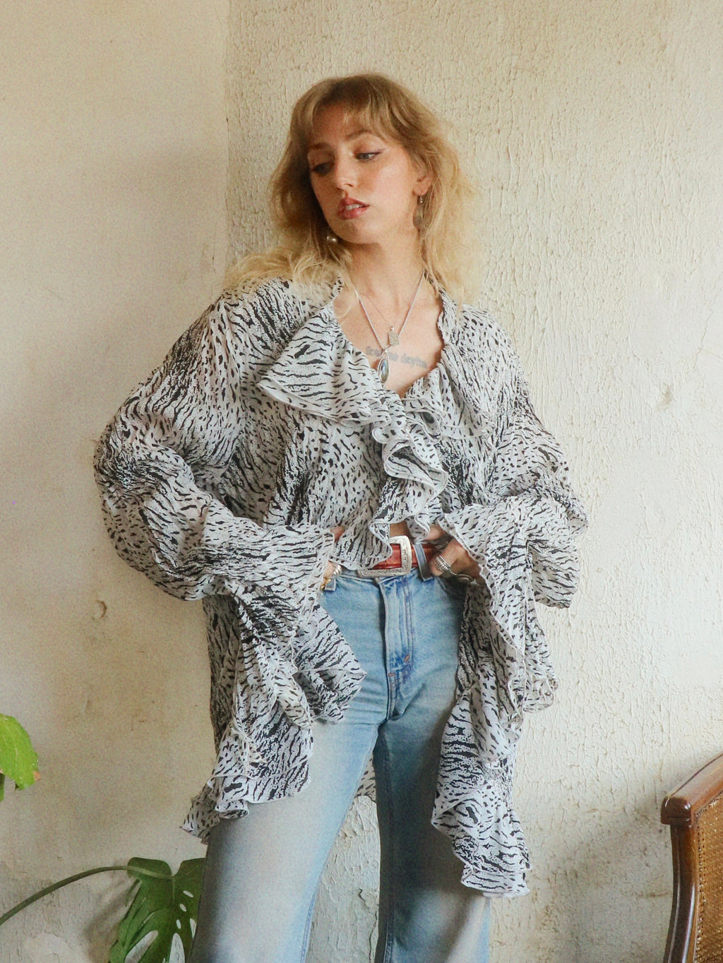 Y2K Zebra Print Swing Blouse - Size 3X
