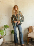 Y2K Ruffle Pleated Blouse - Size Large