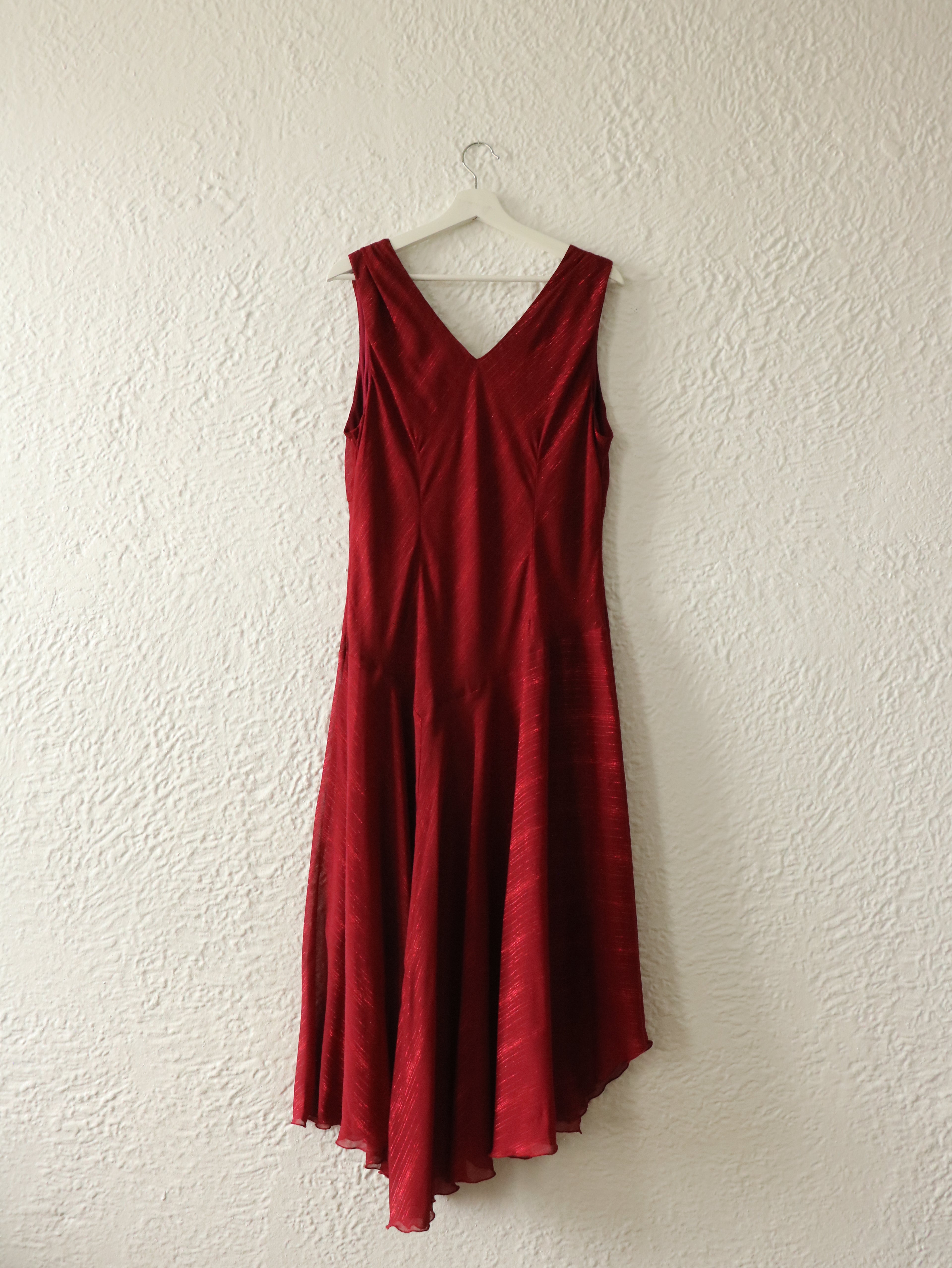 Y2K Metallic Crimson Swing Dress - Size 16 (XL)