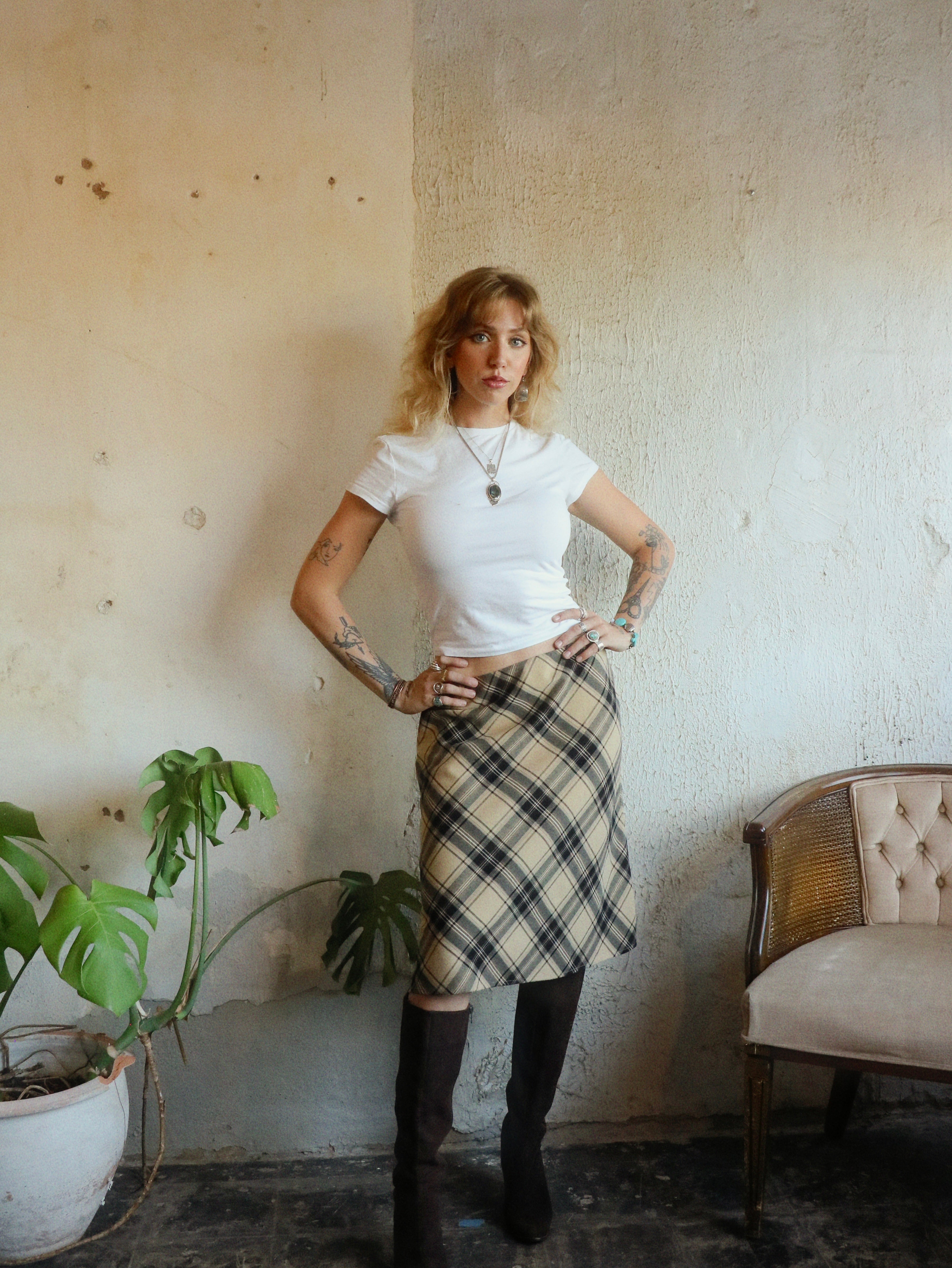 Y2K Perfect Plaid Midi Skirt - Size 4