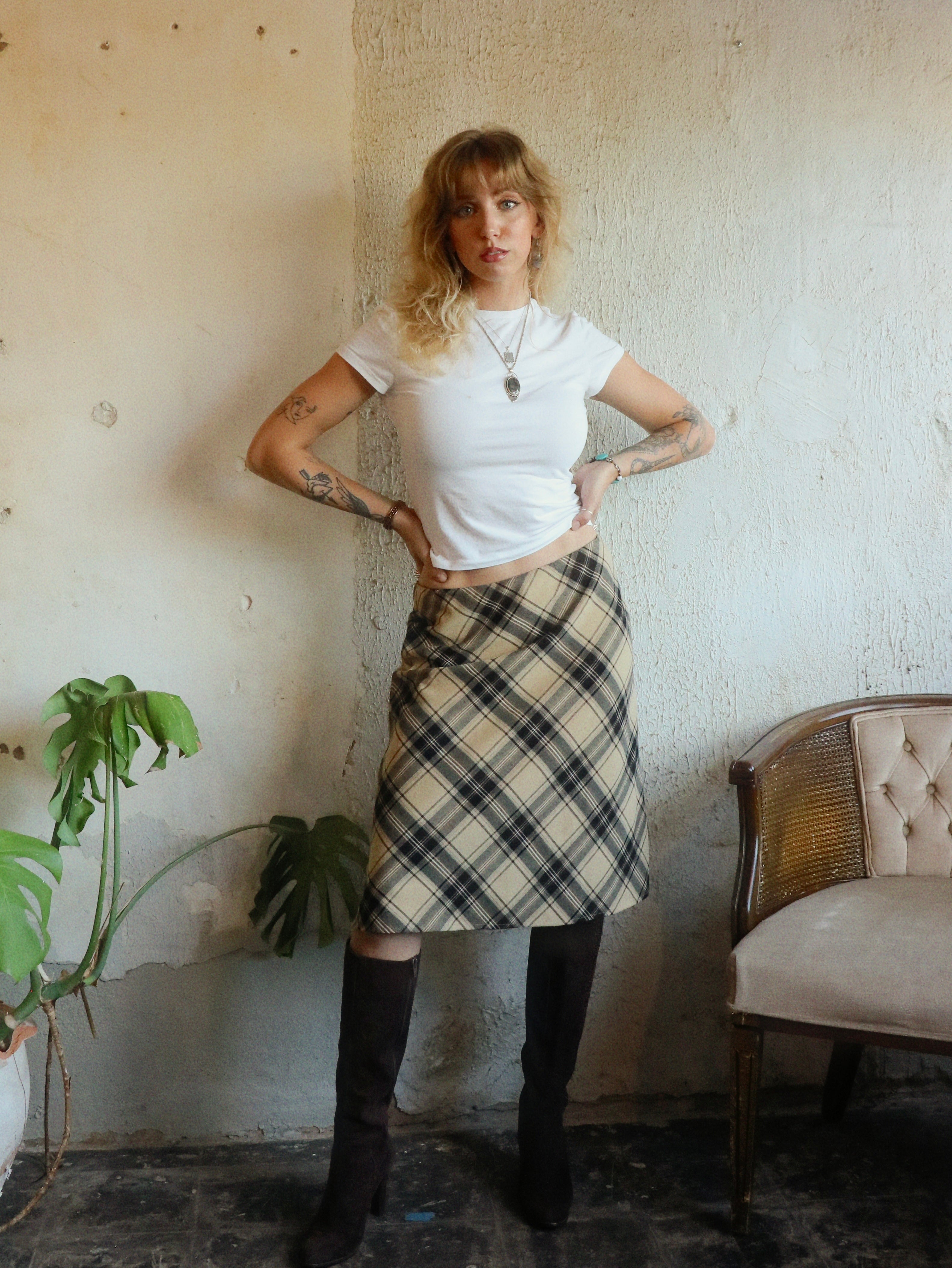 Y2K Perfect Plaid Midi Skirt - Size 4