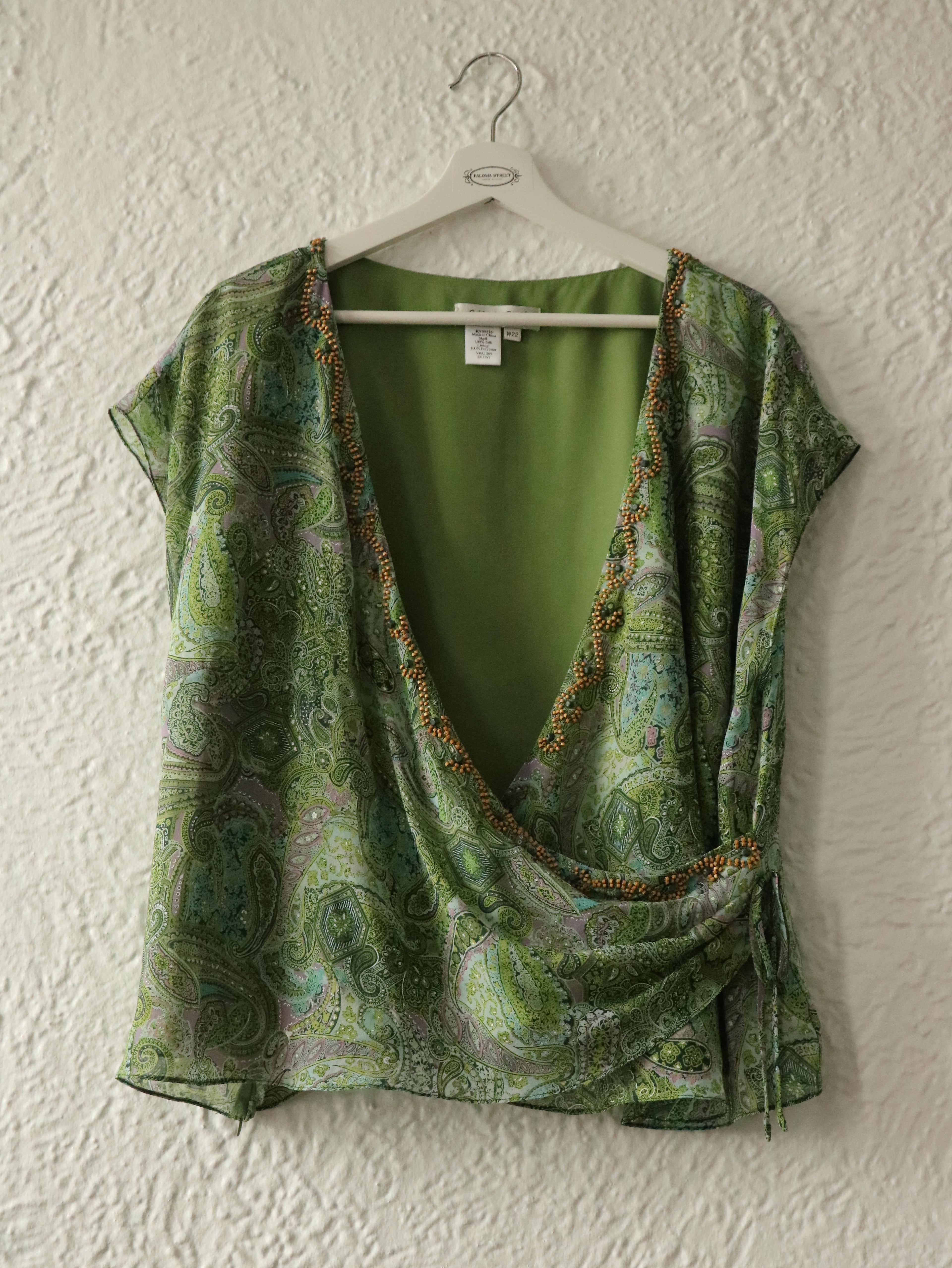 Y2K Paisley Silk Beaded Skirt & Top Set - Size 22W (2X)
