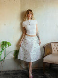 Y2K Floral Embroidered Midi Skirt - Size Large