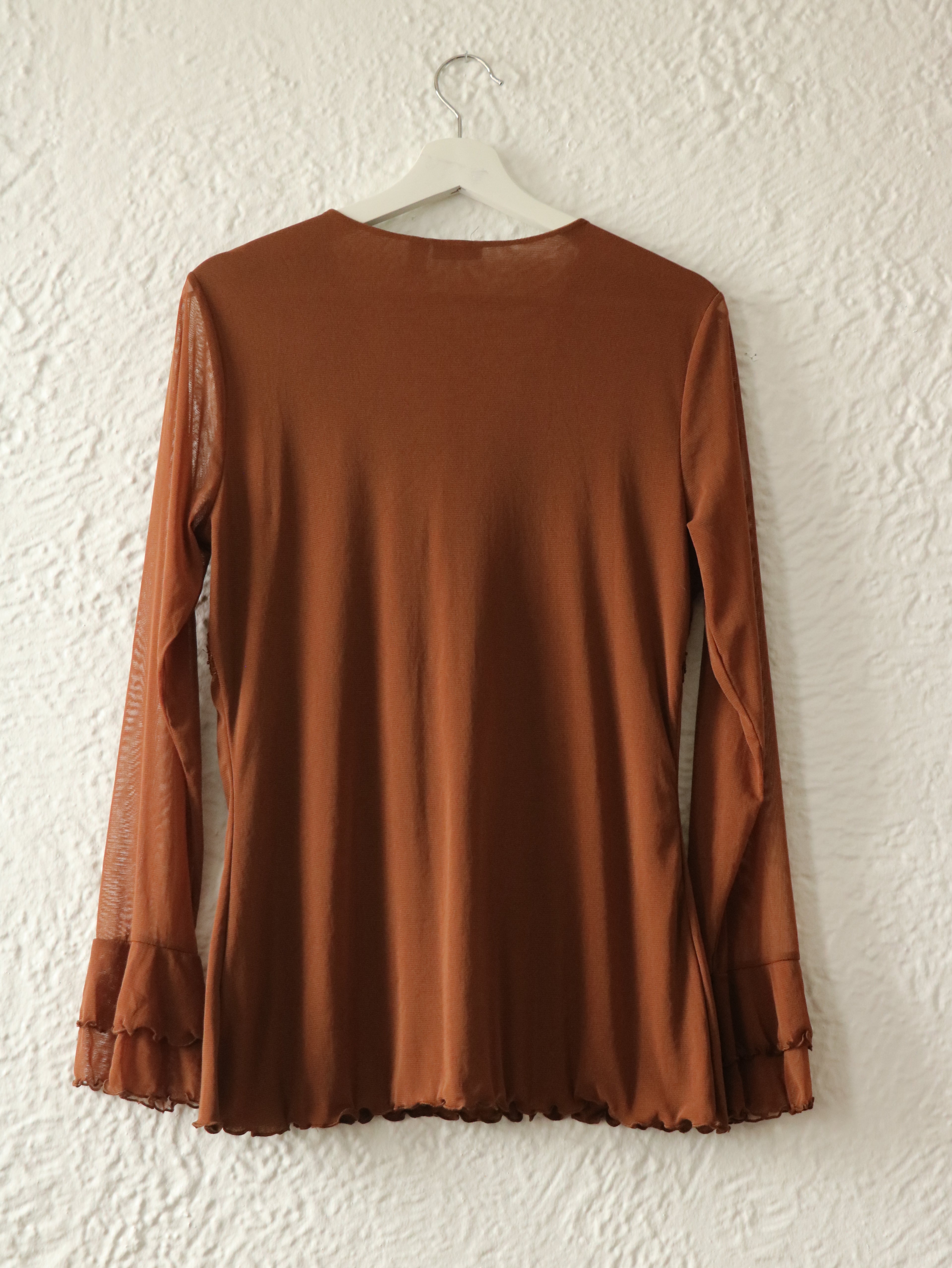 Y2K Beaded Cocoa Java Blouse - Size Large