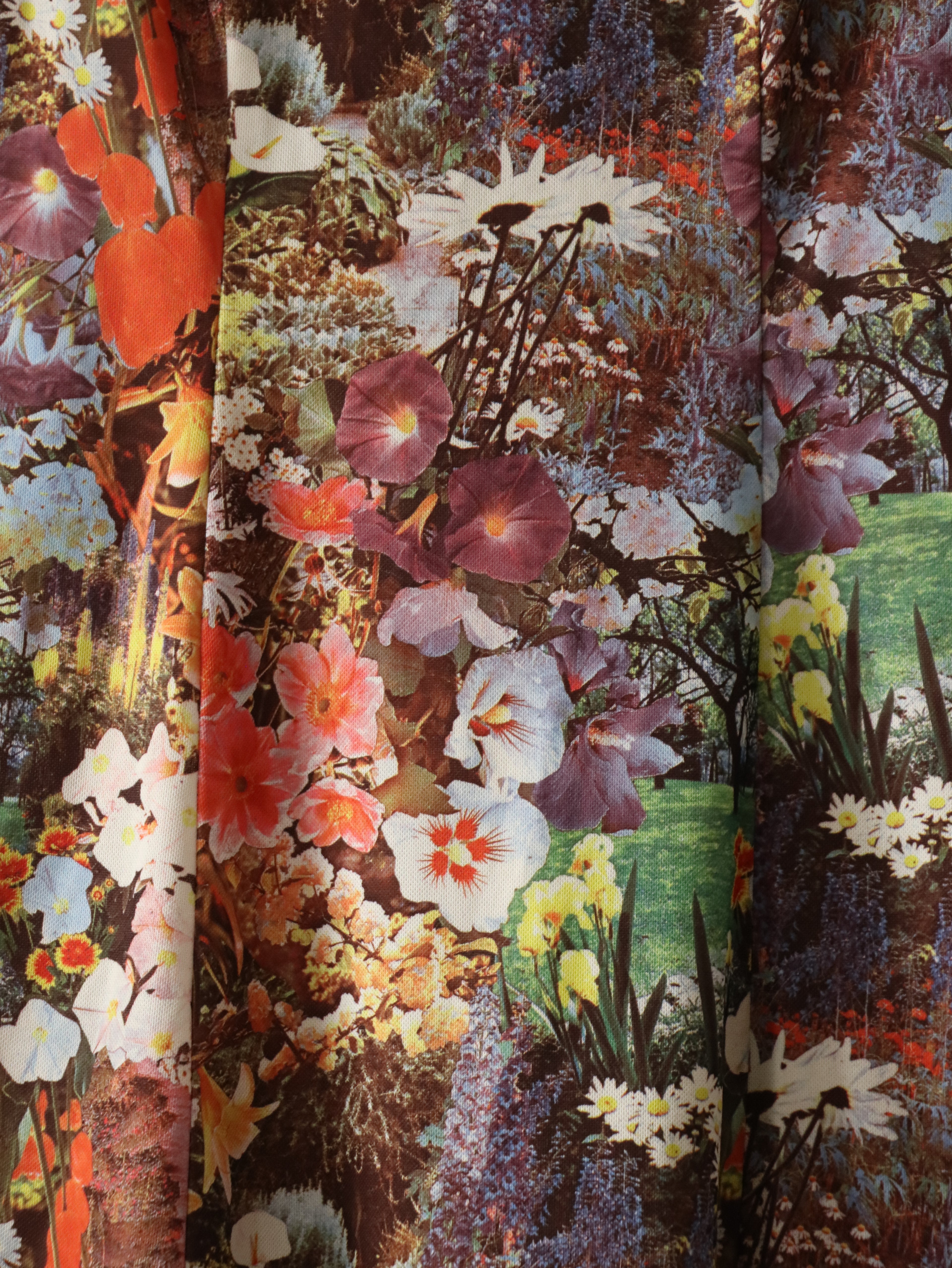70s Photorealism Floral Handmade Dress - Size Medium
