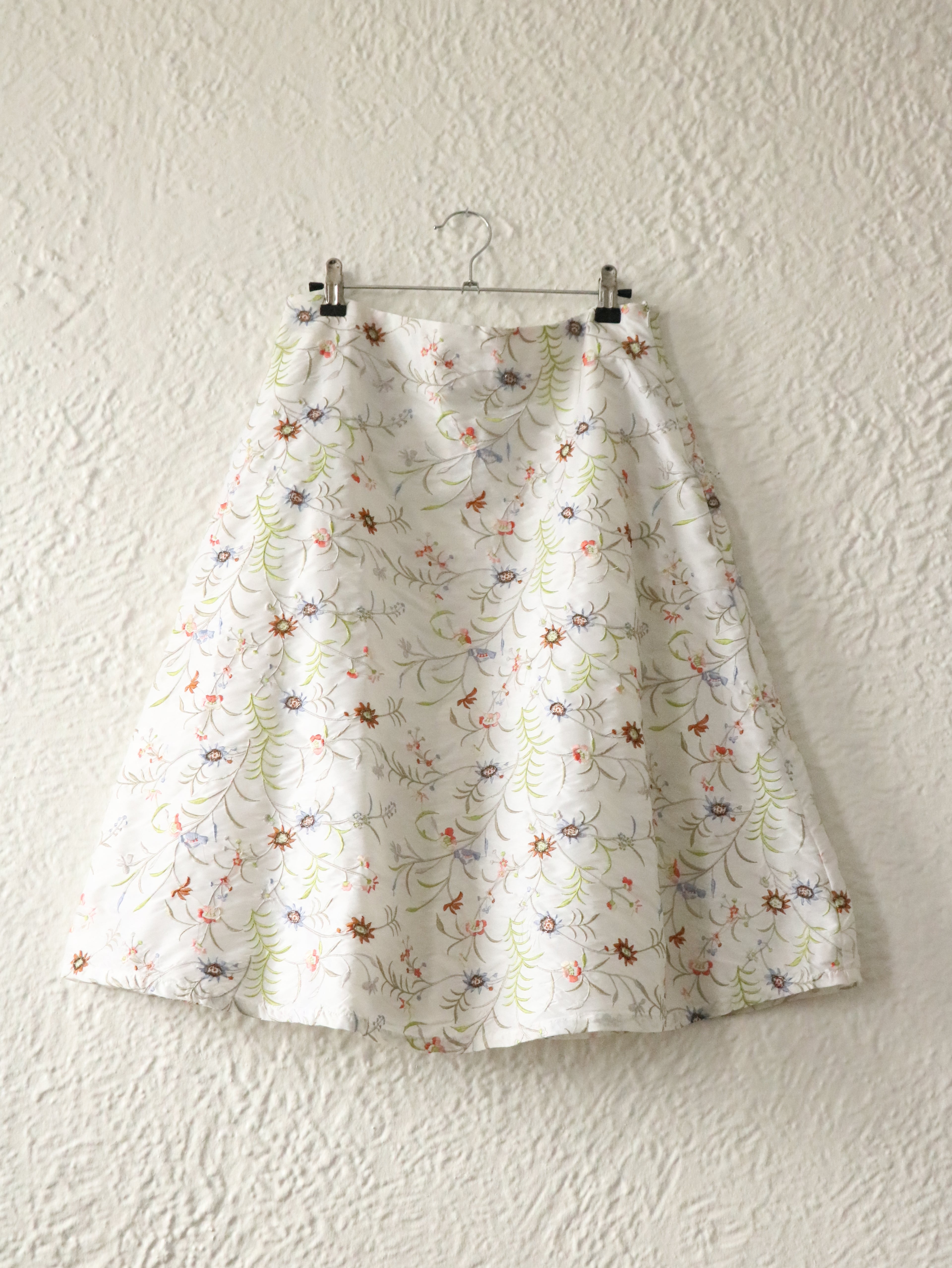 Y2K Floral Embroidered Midi Skirt - Size Large