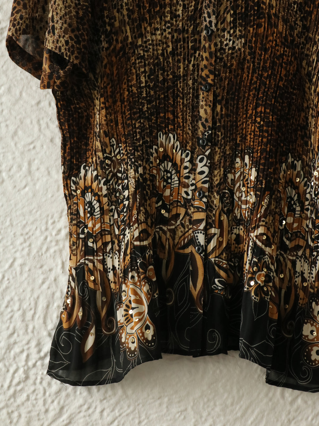 Y2K Beaded Leopard Swing Blouse - Size 3X