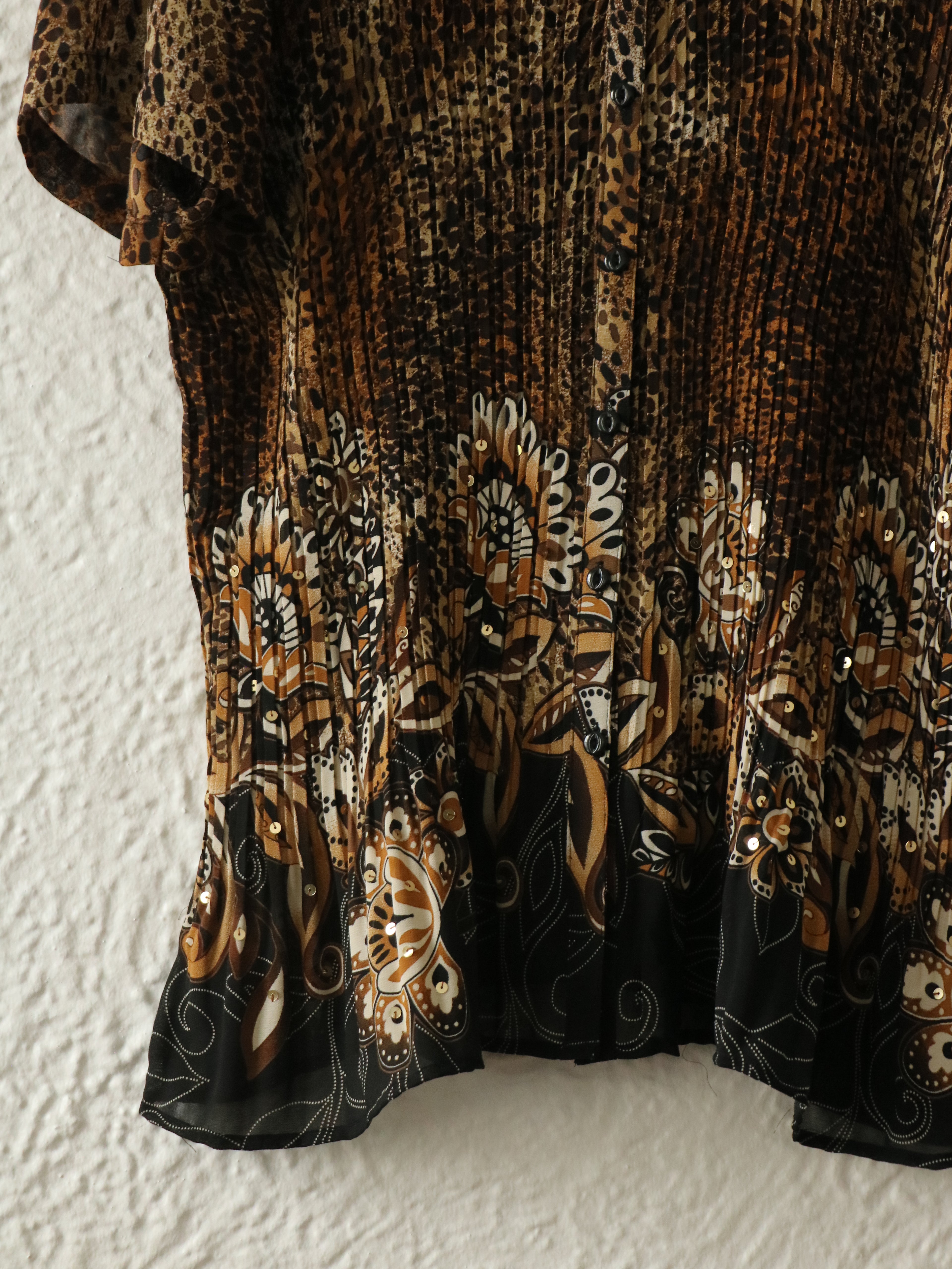 Y2K Beaded Leopard Swing Blouse - Size 3X
