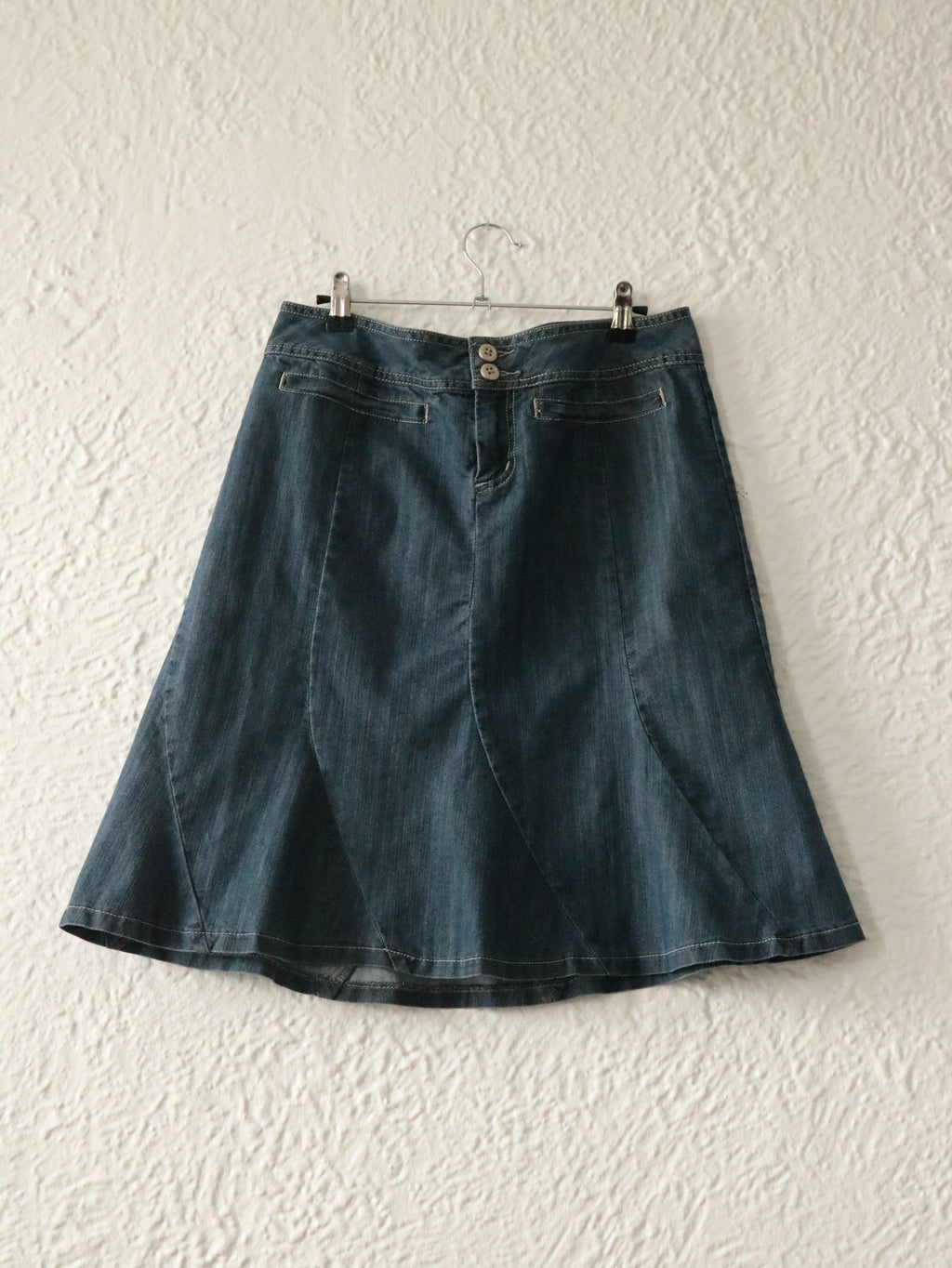 Y2K Denim Swing Midi Skirt - Size 10 (Medium)