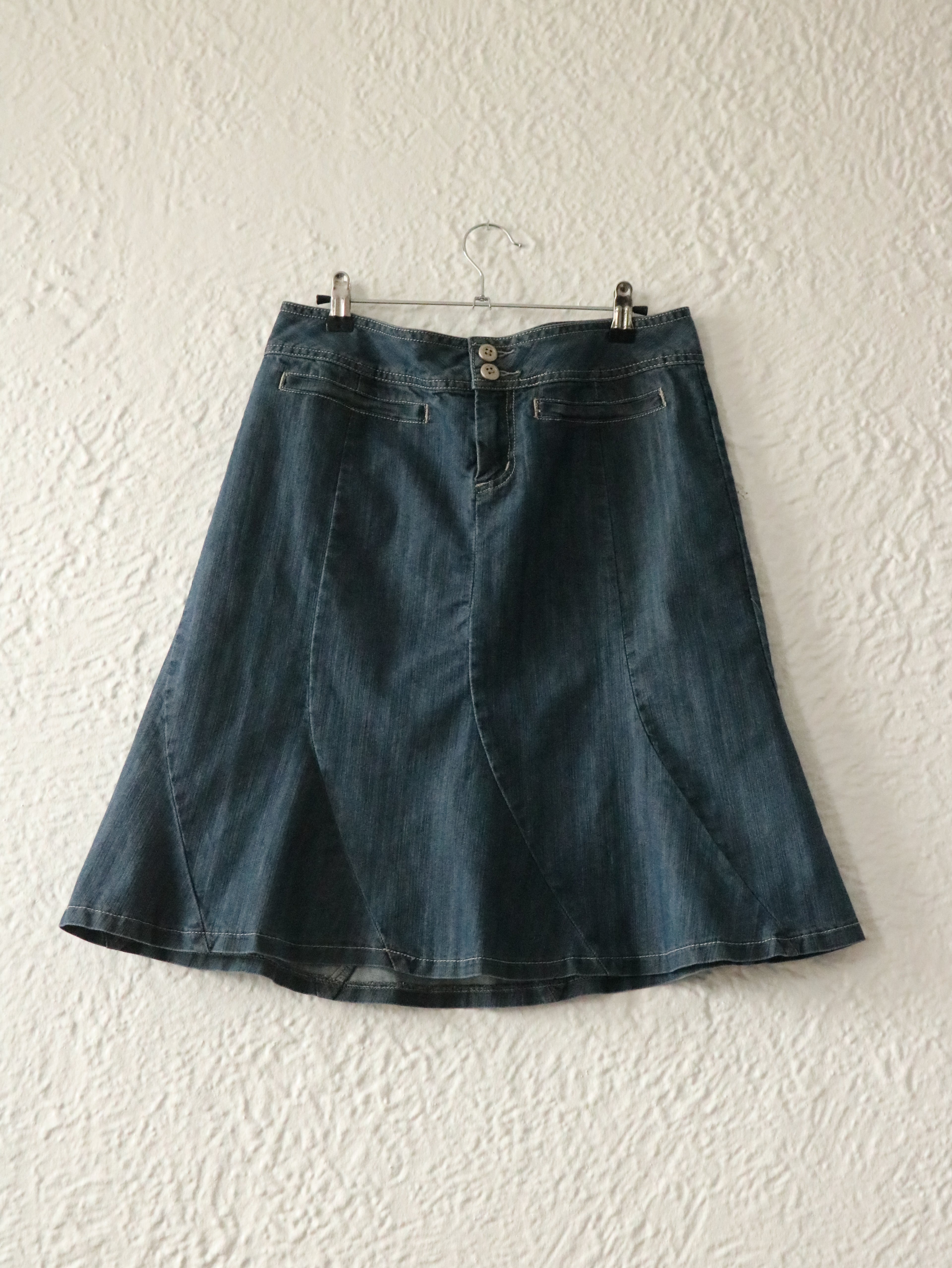 Y2K Denim Swing Midi Skirt - Size 10 (Medium)