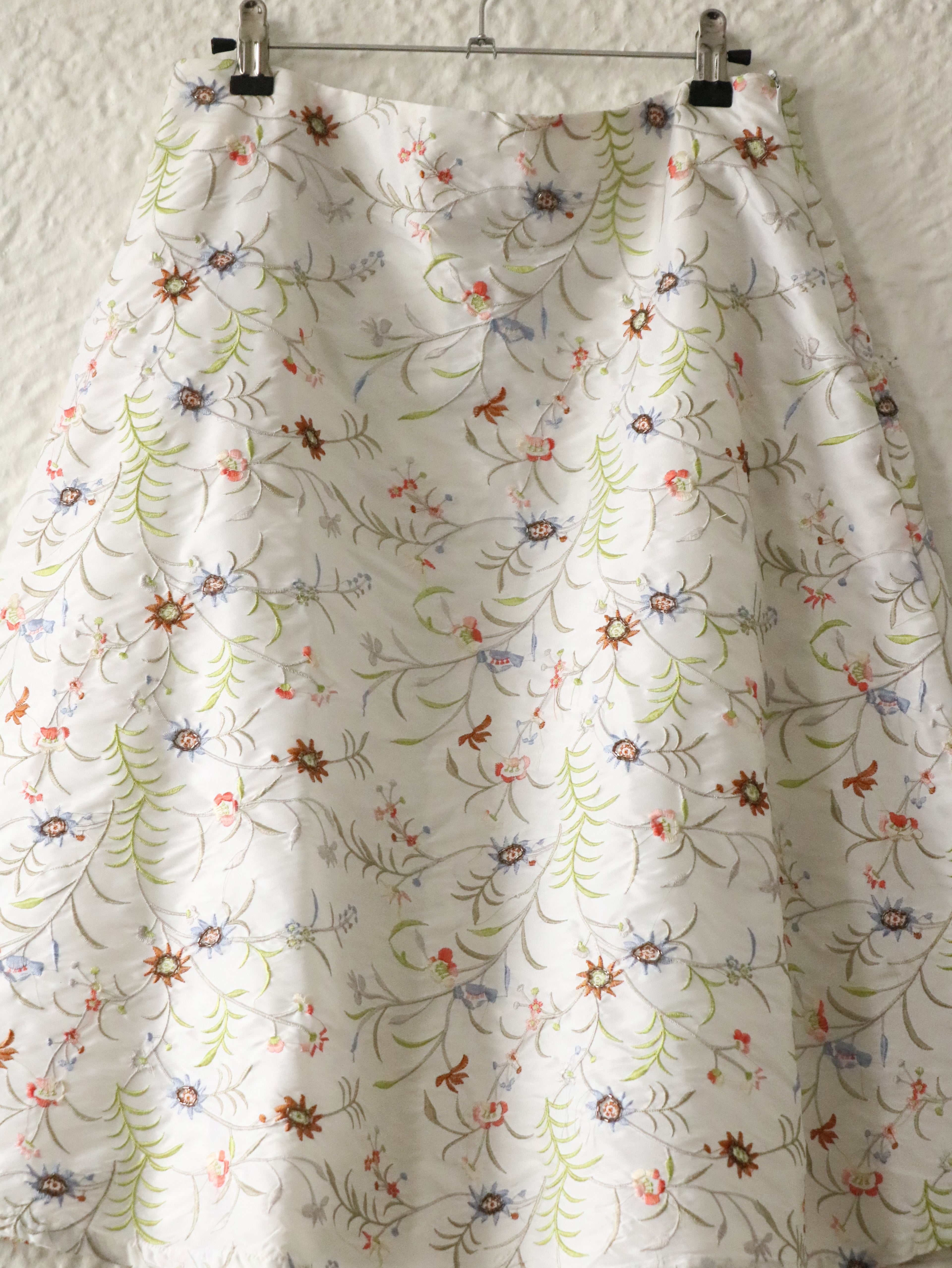 Y2K Floral Embroidered Midi Skirt - Size Large