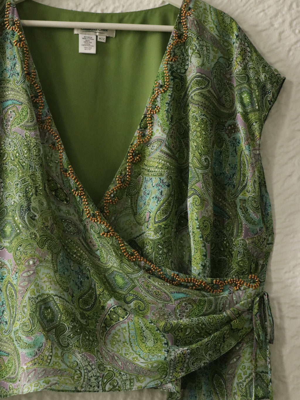 Y2K Paisley Silk Beaded Skirt & Top Set - Size 22W (2X)