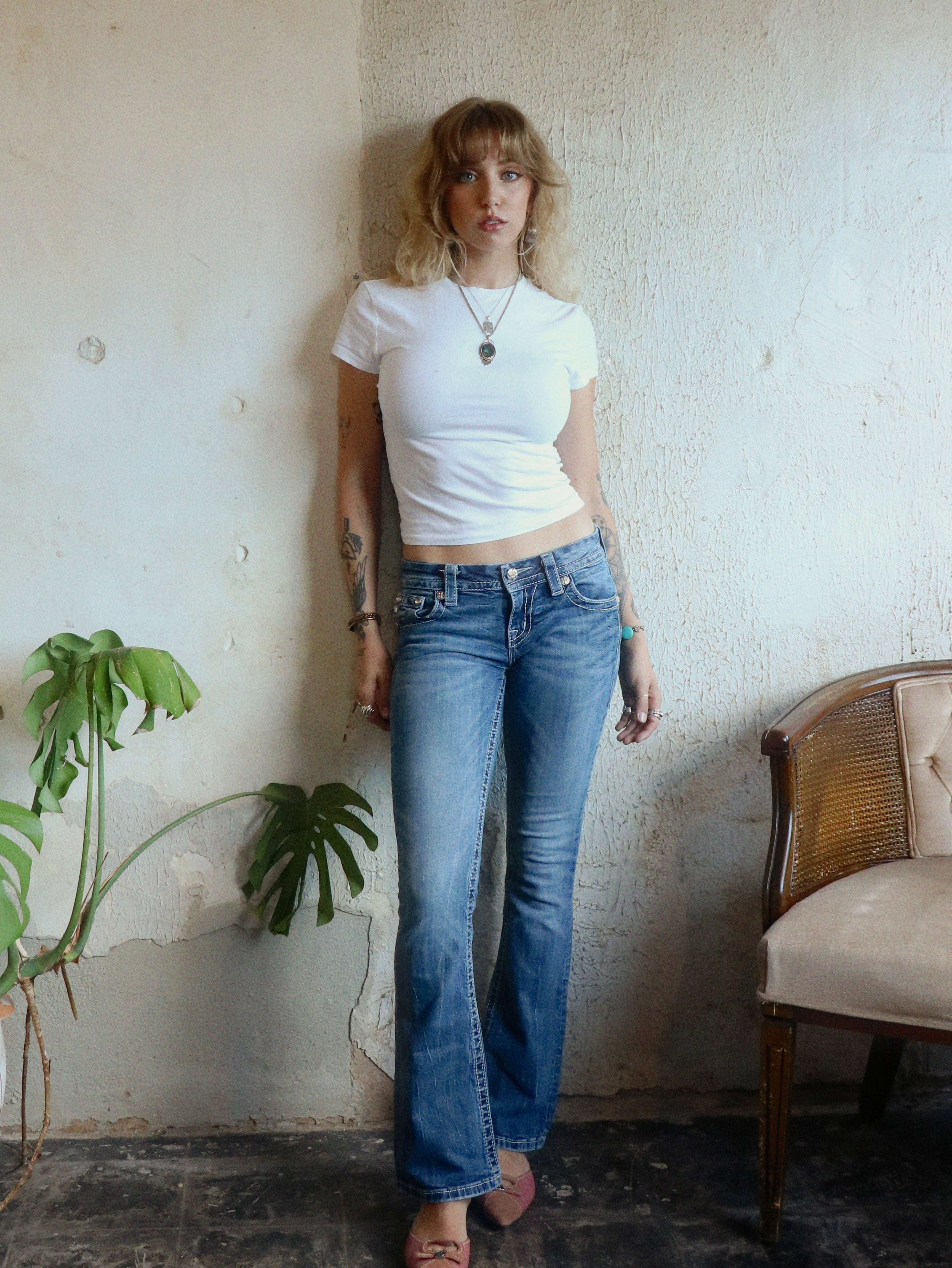Y2K Fleur-De-Lis Miss Me Bootcut Jeans - Size 27W/34L