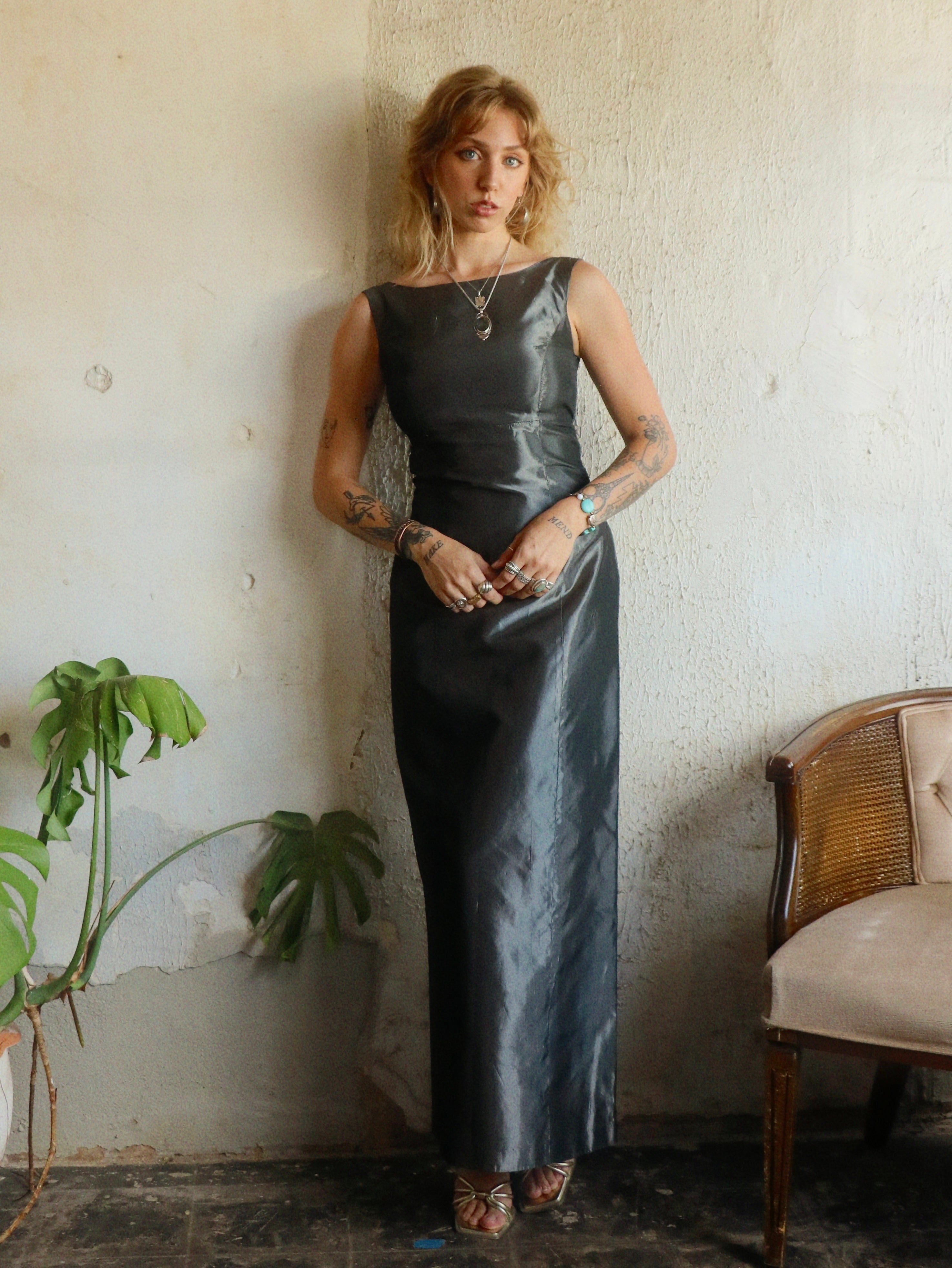 90s Silver Siren Dress - Size XS