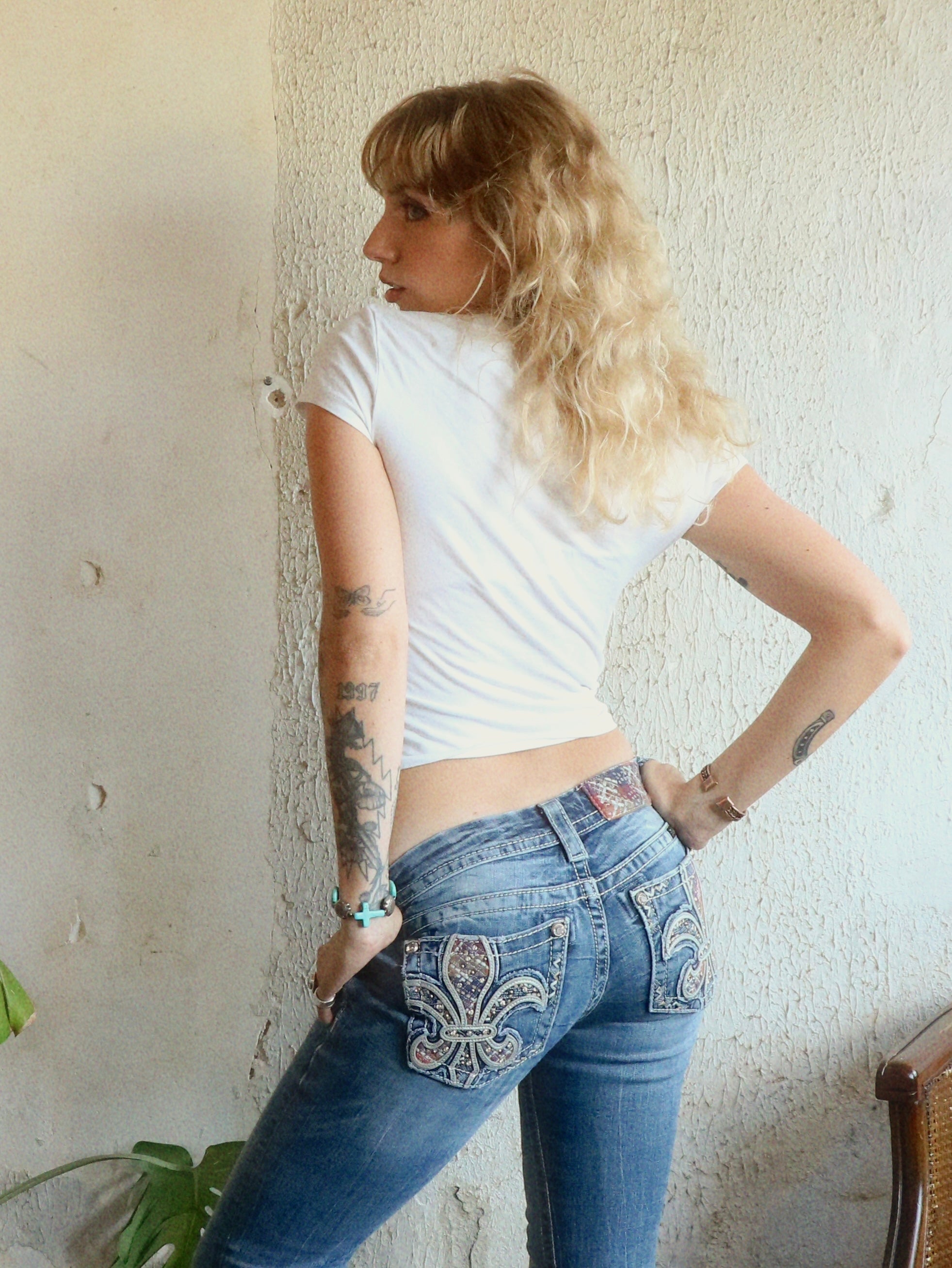 Y2K Fleur-De-Lis Miss Me Bootcut Jeans - Size 27W/34L