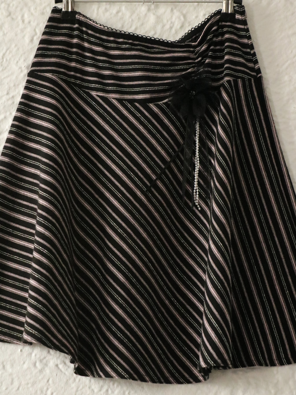 Y2K Metallic Stripe Low Rise Skirt - Size Medium
