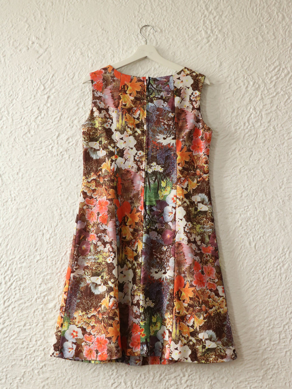 70s Photorealism Floral Handmade Dress - Size Medium
