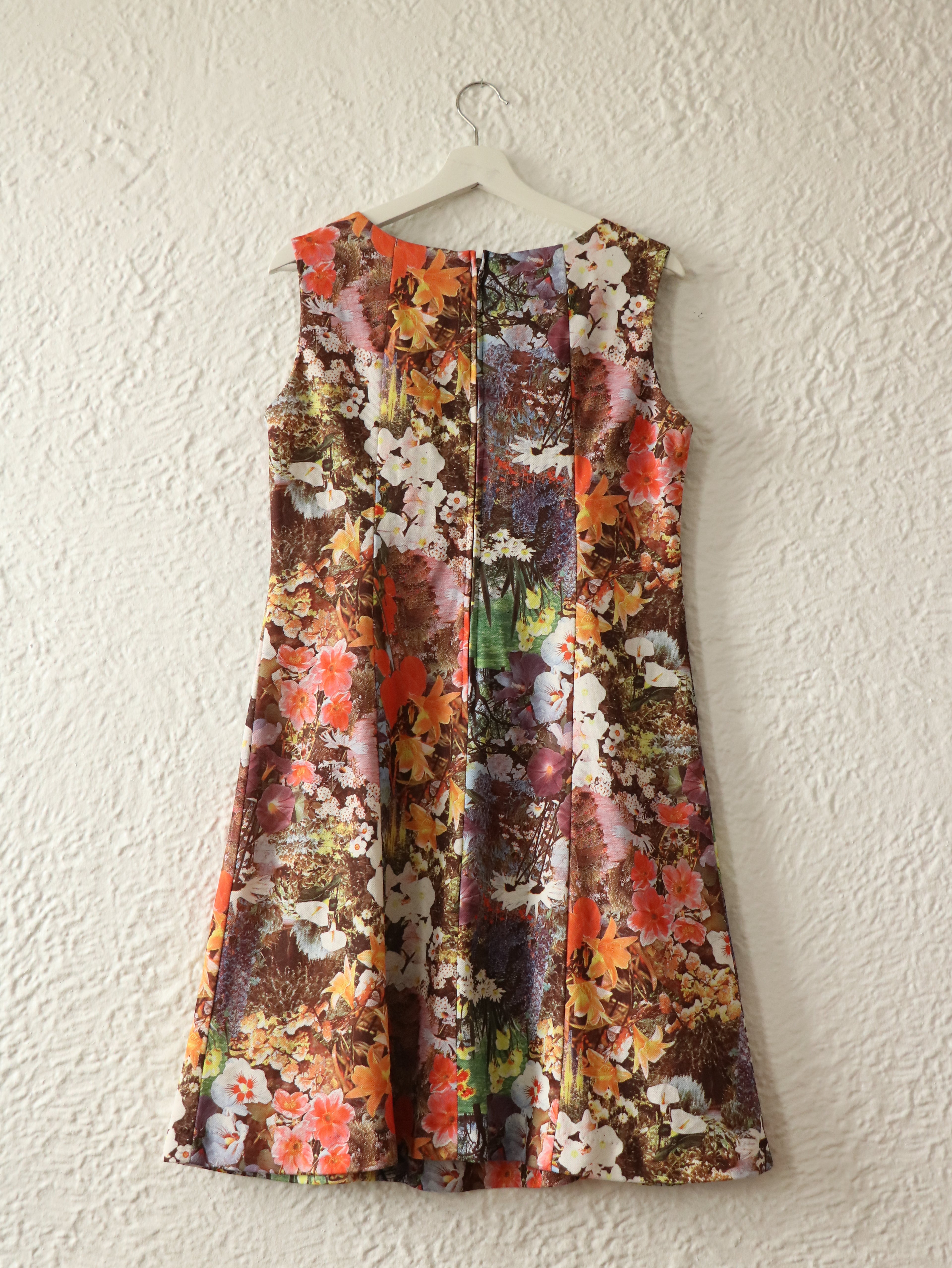 70s Photorealism Floral Handmade Dress - Size Medium