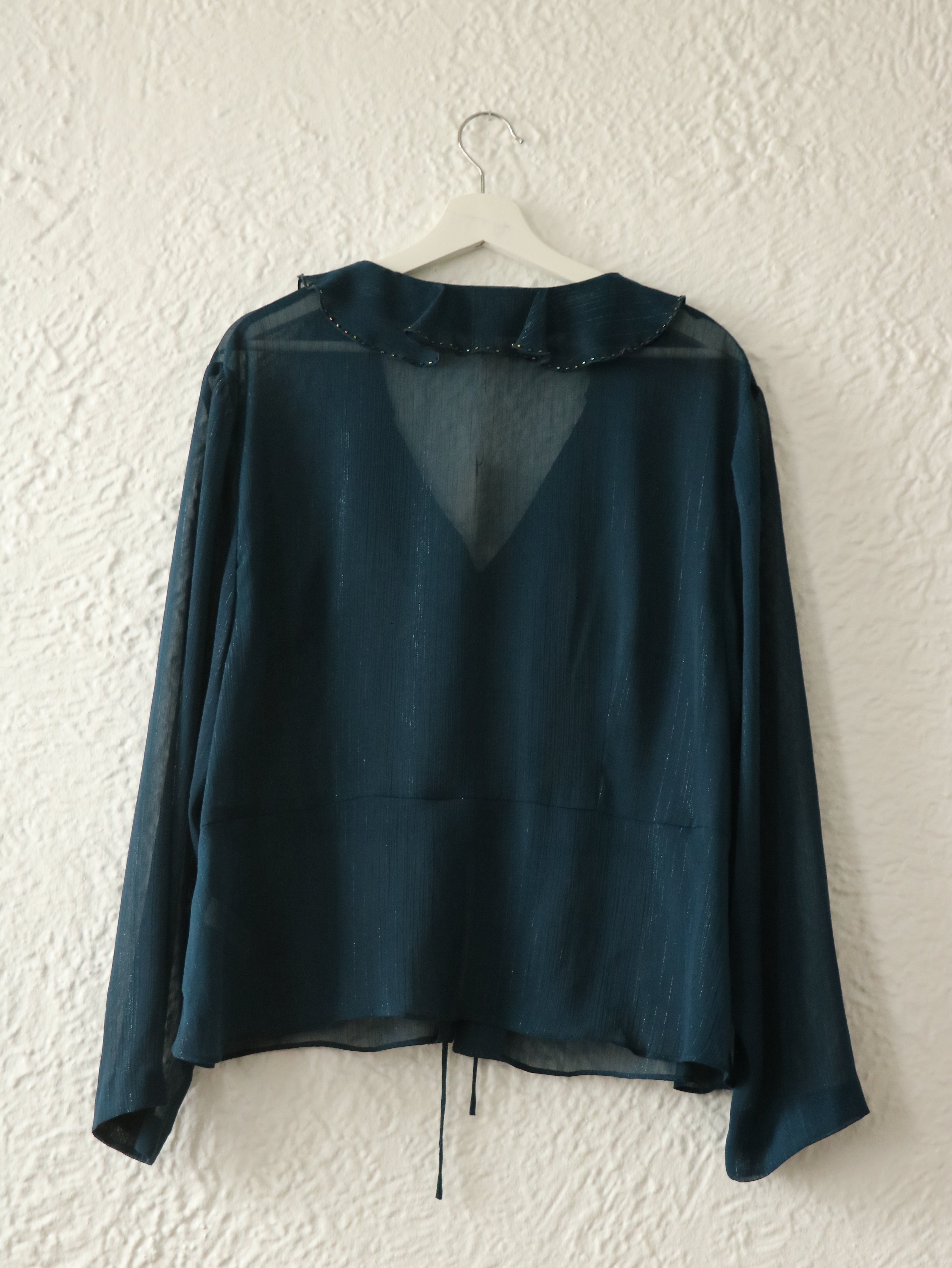 Y2K Metallic Beaded Chiffon Blouse - Size 18WP (XL)
