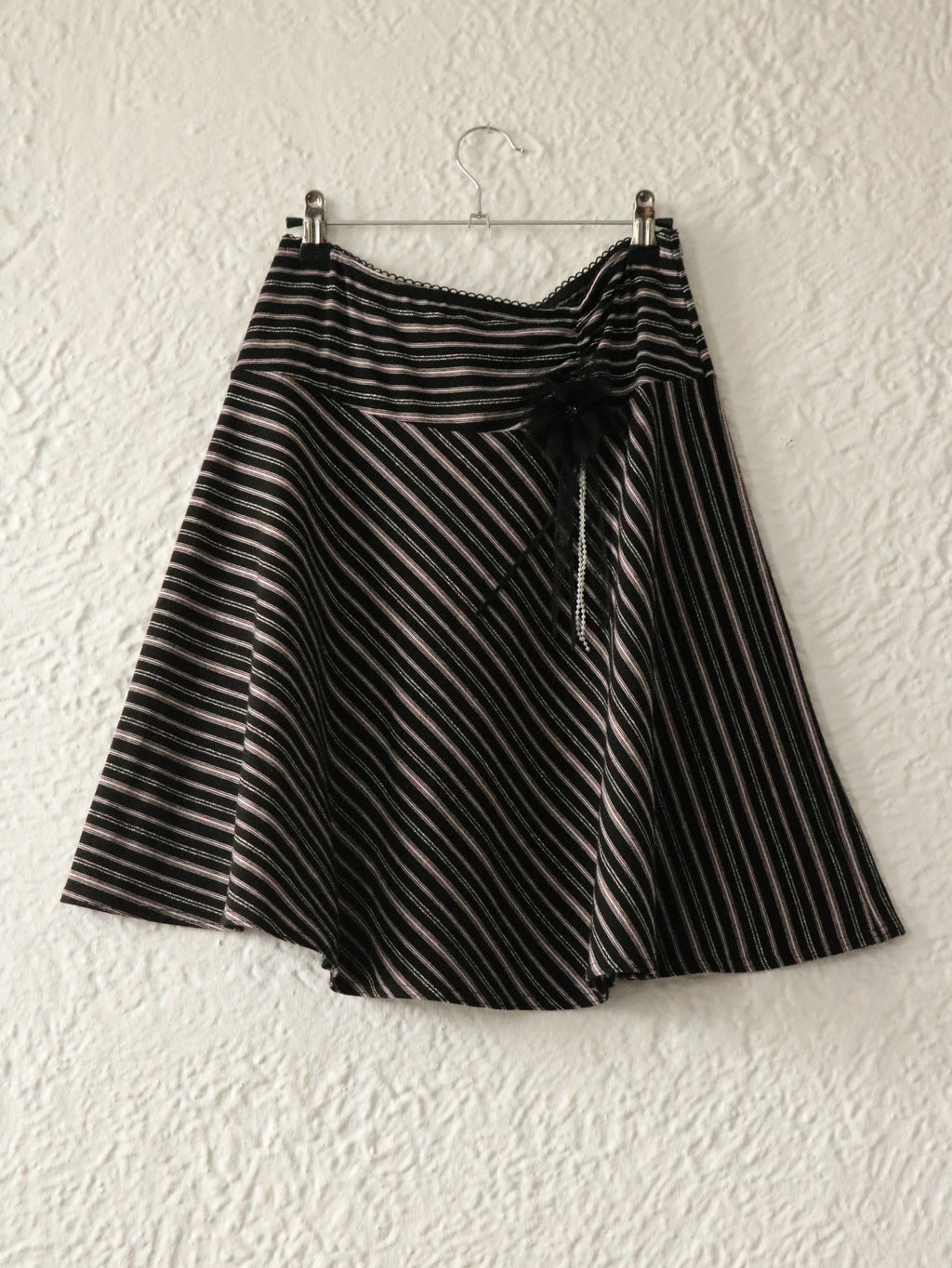 Y2K Metallic Stripe Low Rise Skirt - Size Medium