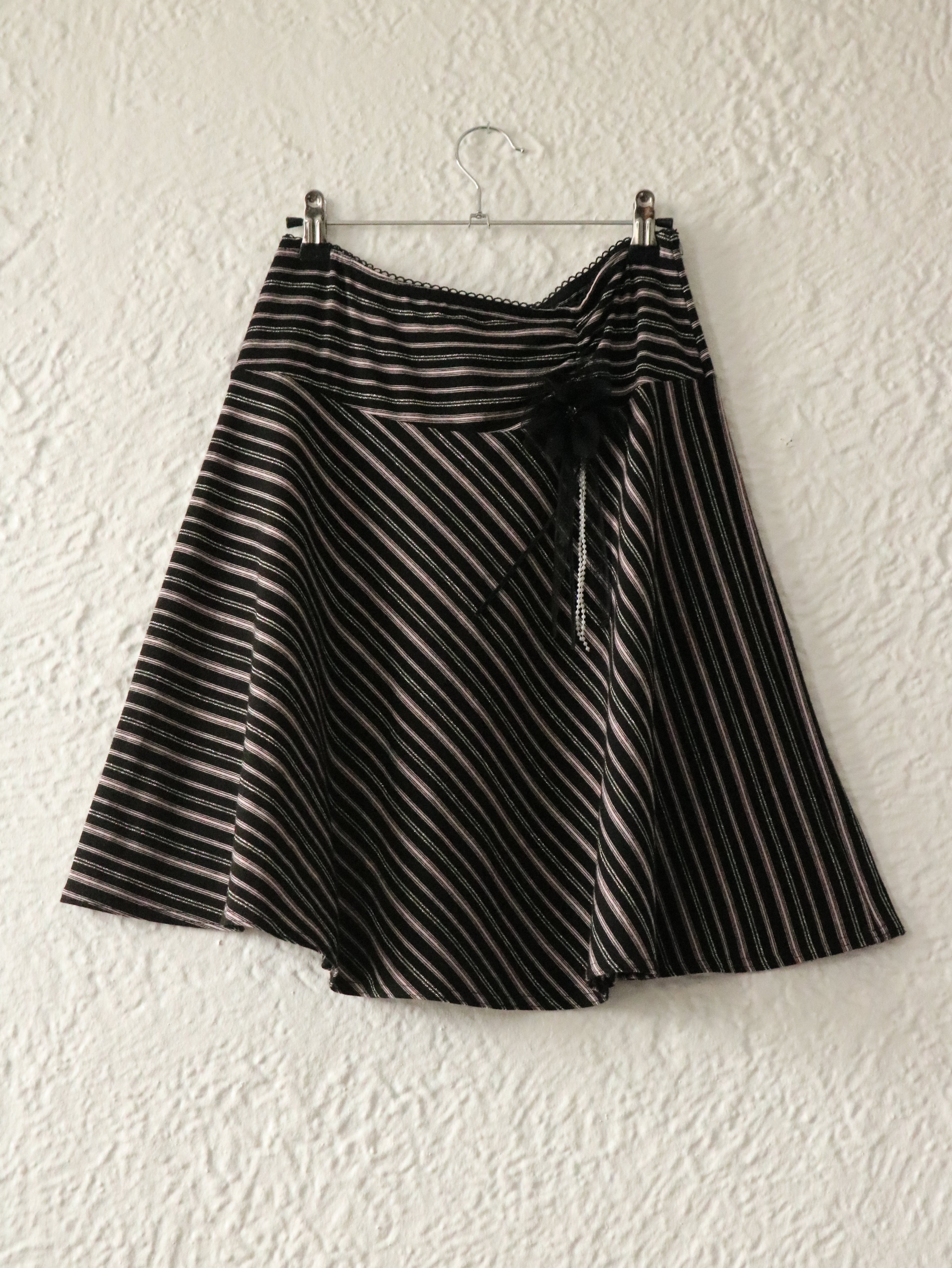 Y2K Metallic Stripe Low Rise Skirt - Size Medium