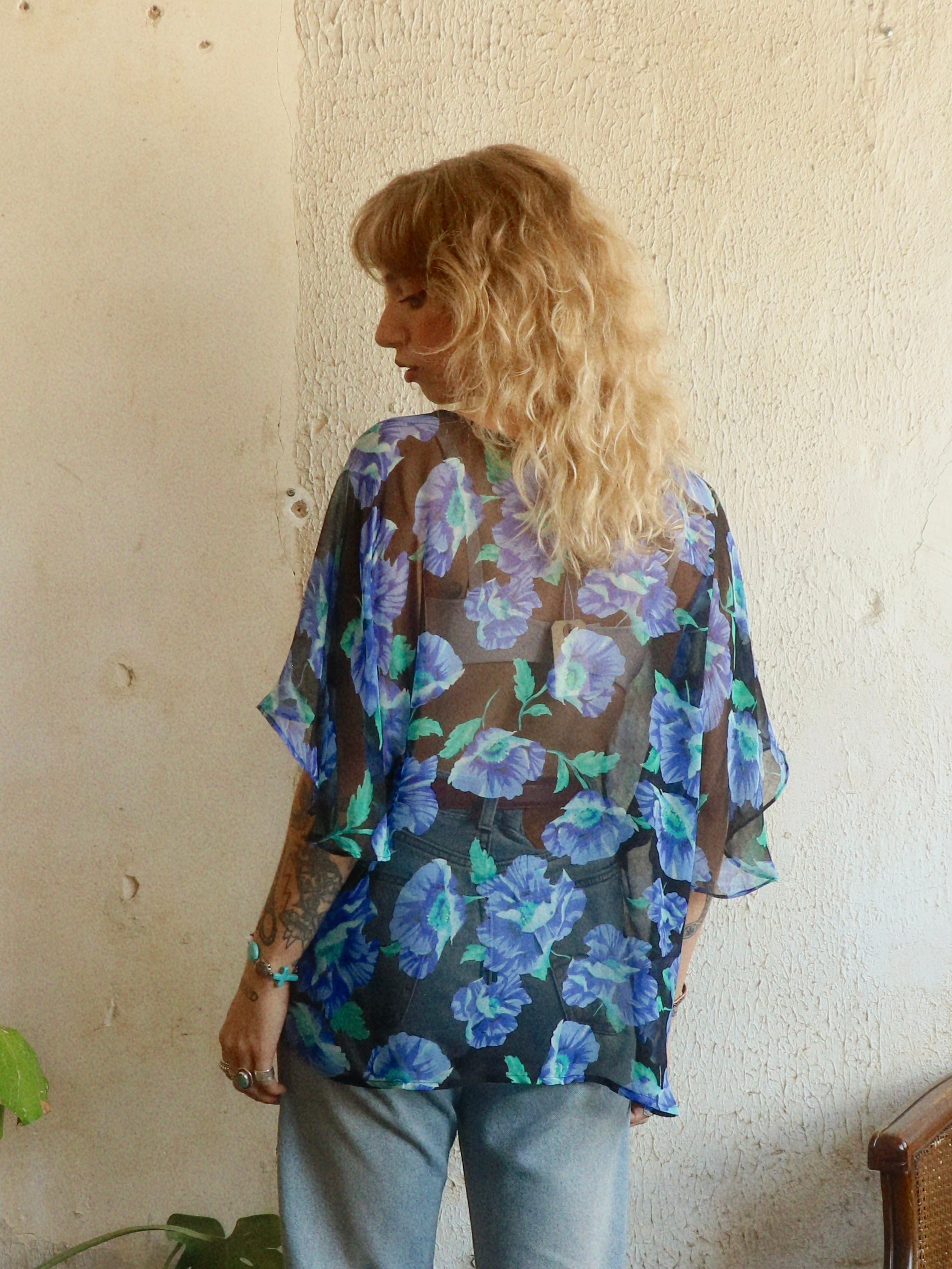 90s Silk Floral Blouse - Size 20W (XXL)