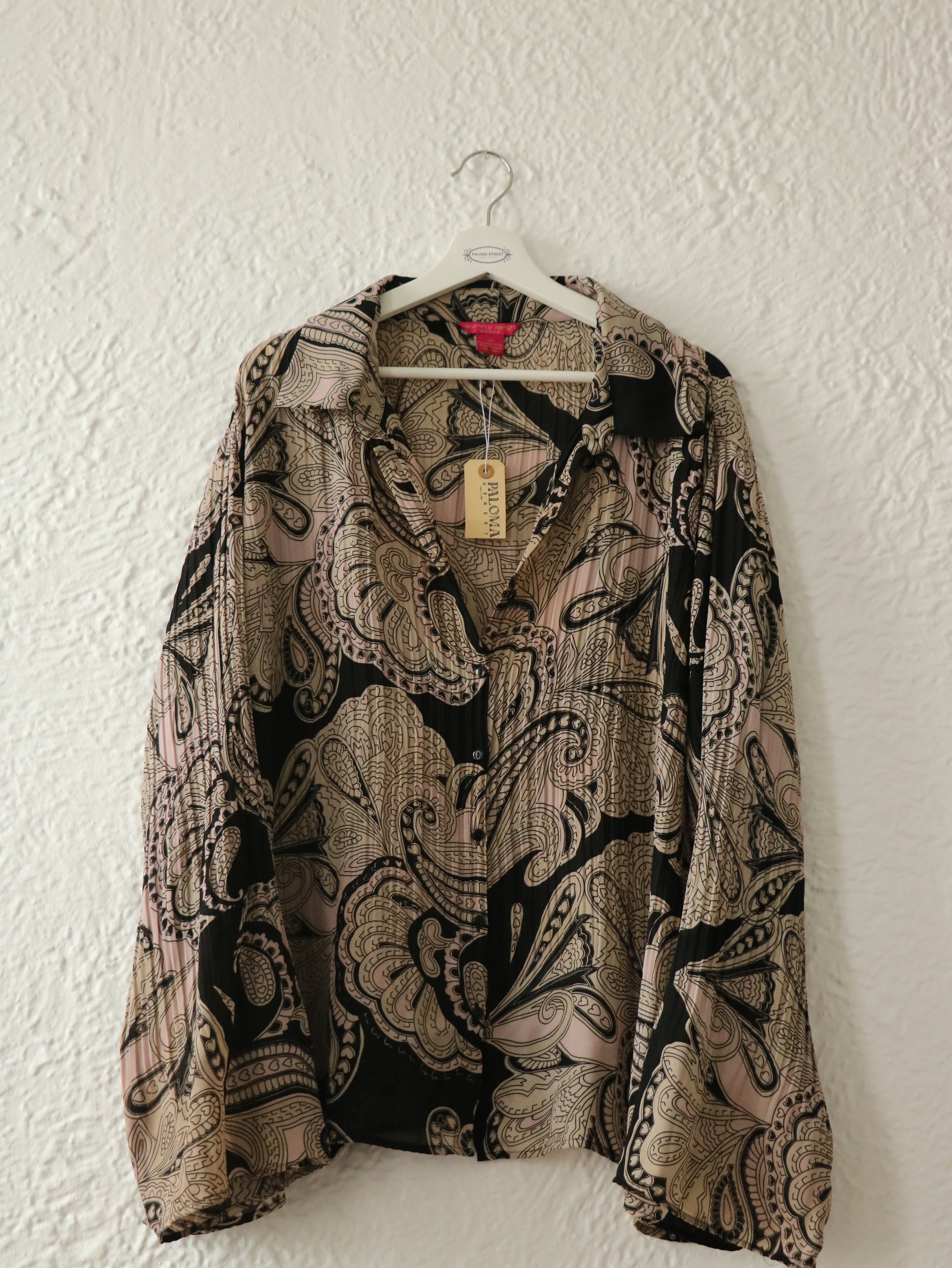 Y2K Pink Paisley Swing Blouse - Size 3X