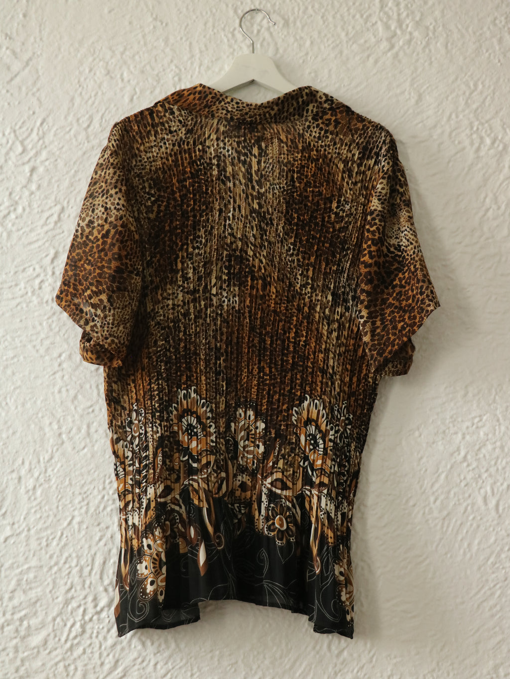Y2K Beaded Leopard Swing Blouse - Size 3X