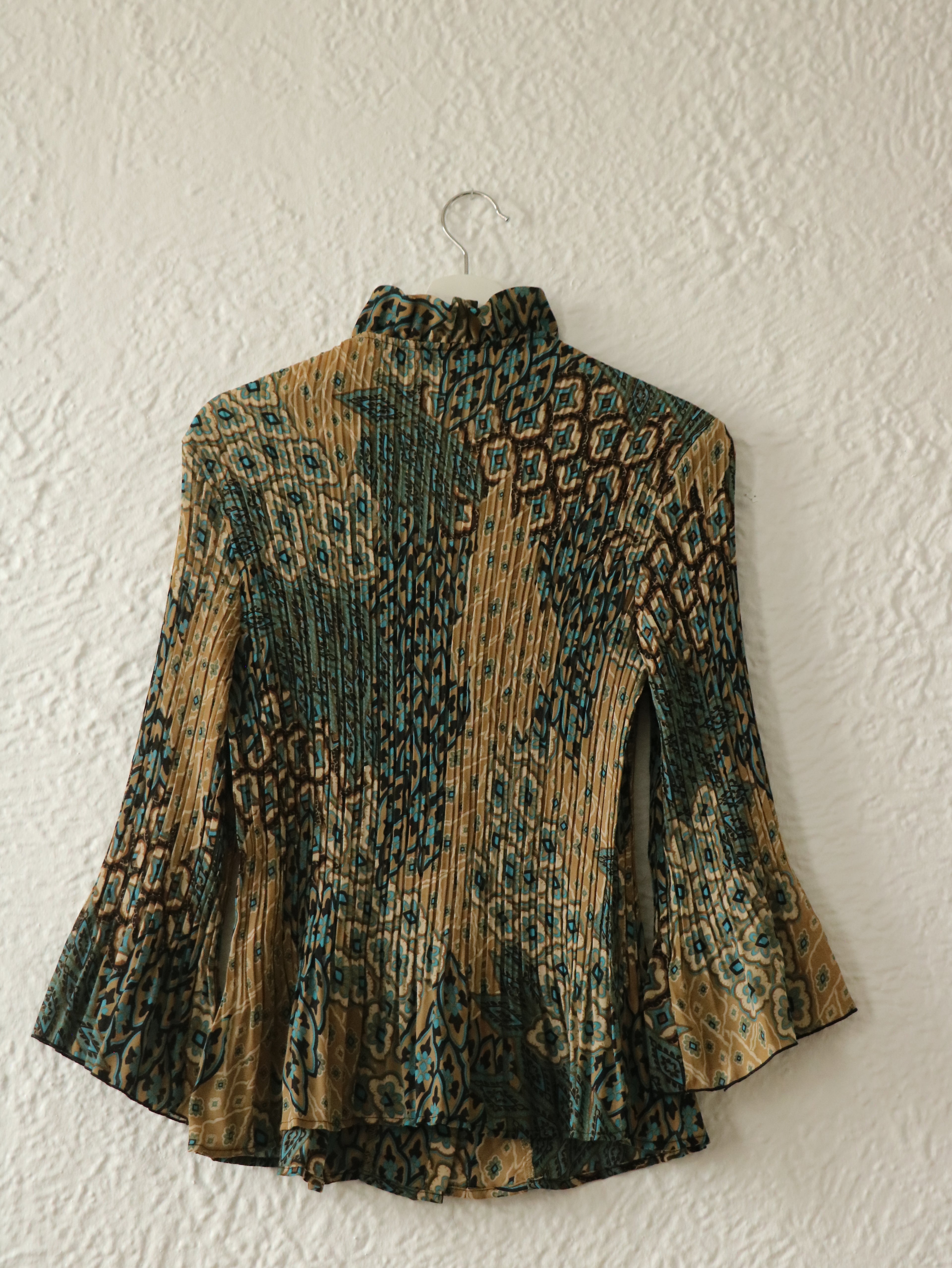 Y2K Ruffle Pleated Blouse - Size Large