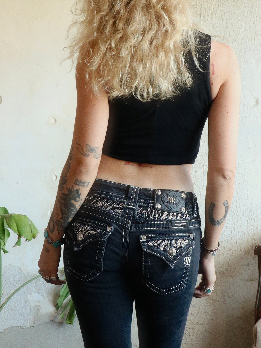Y2K Zebra Rhinestone Bootcut Miss Me Jeans - Size 26W/30L
