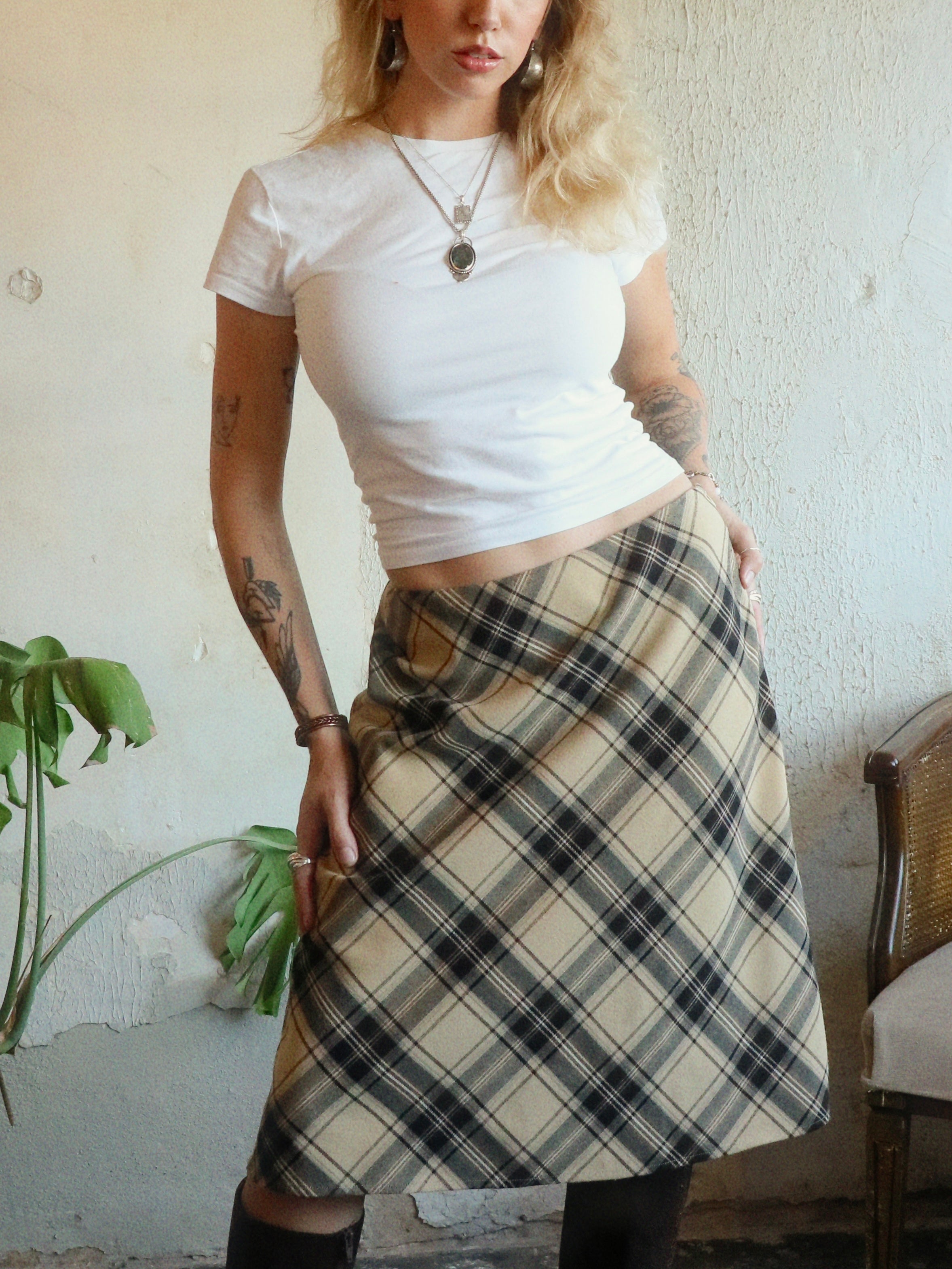 Y2K Perfect Plaid Midi Skirt - Size 4
