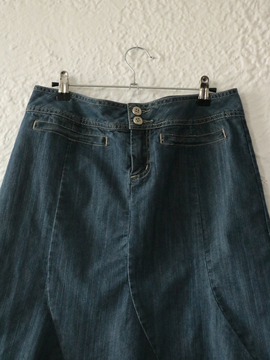 Y2K Denim Swing Midi Skirt - Size 10 (Medium)