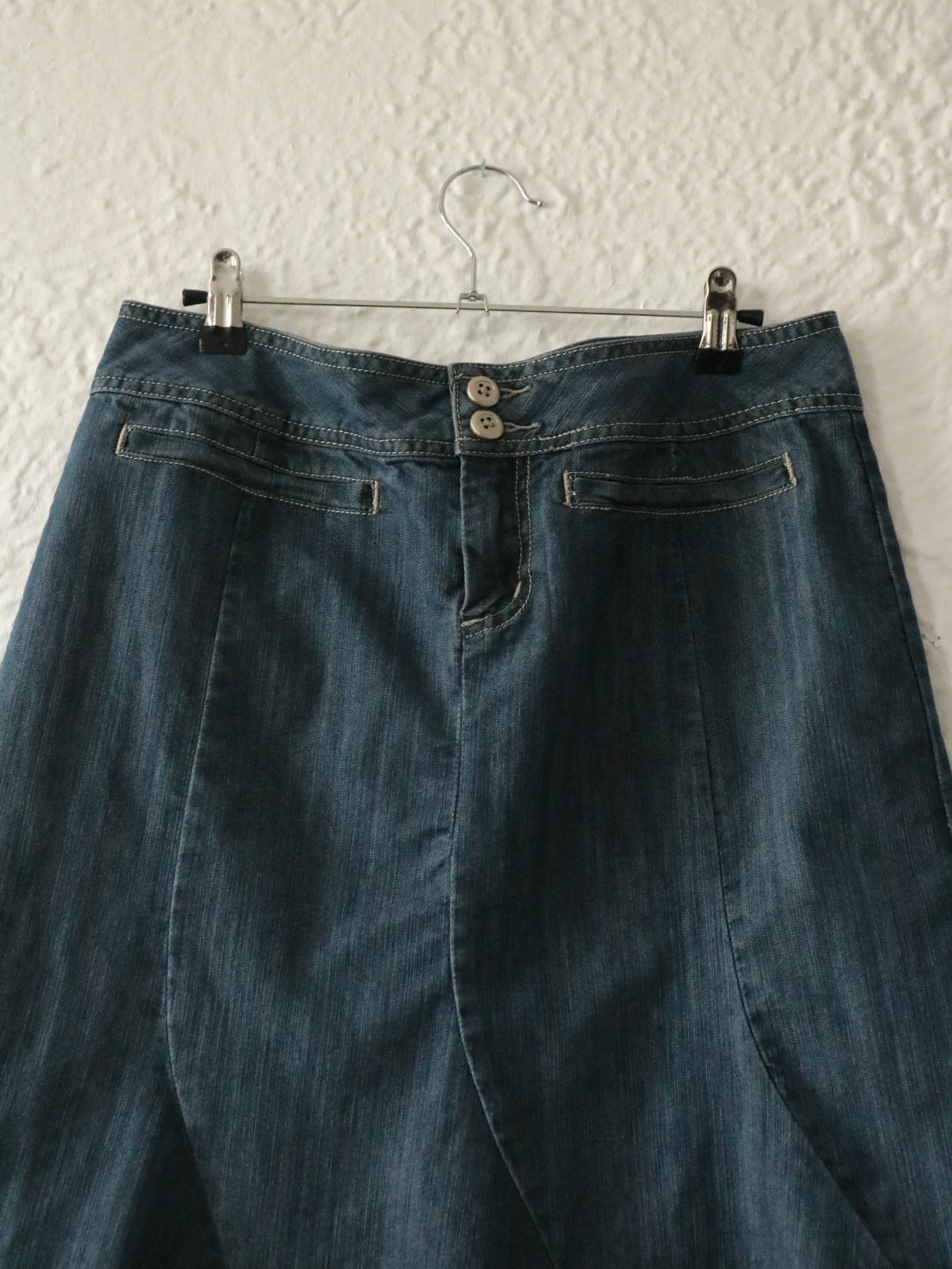 Y2K Denim Swing Midi Skirt - Size 10 (Medium)