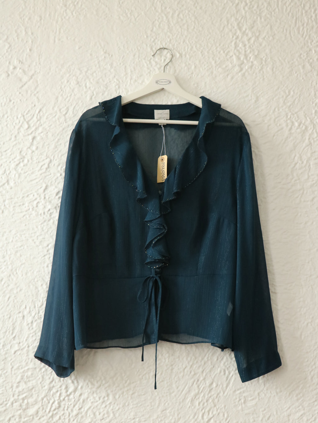 Y2K Metallic Beaded Chiffon Blouse - Size 18WP (XL)