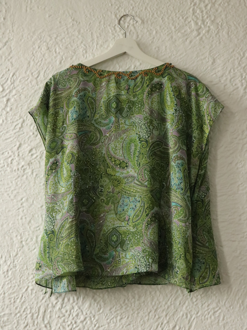 Y2K Paisley Silk Beaded Skirt & Top Set - Size 22W (2X)