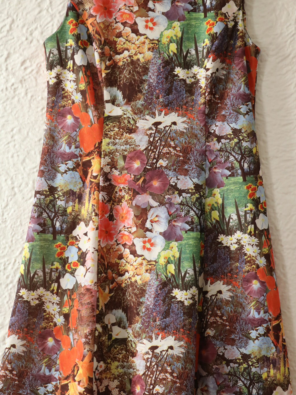 70s Photorealism Floral Handmade Dress - Size Medium