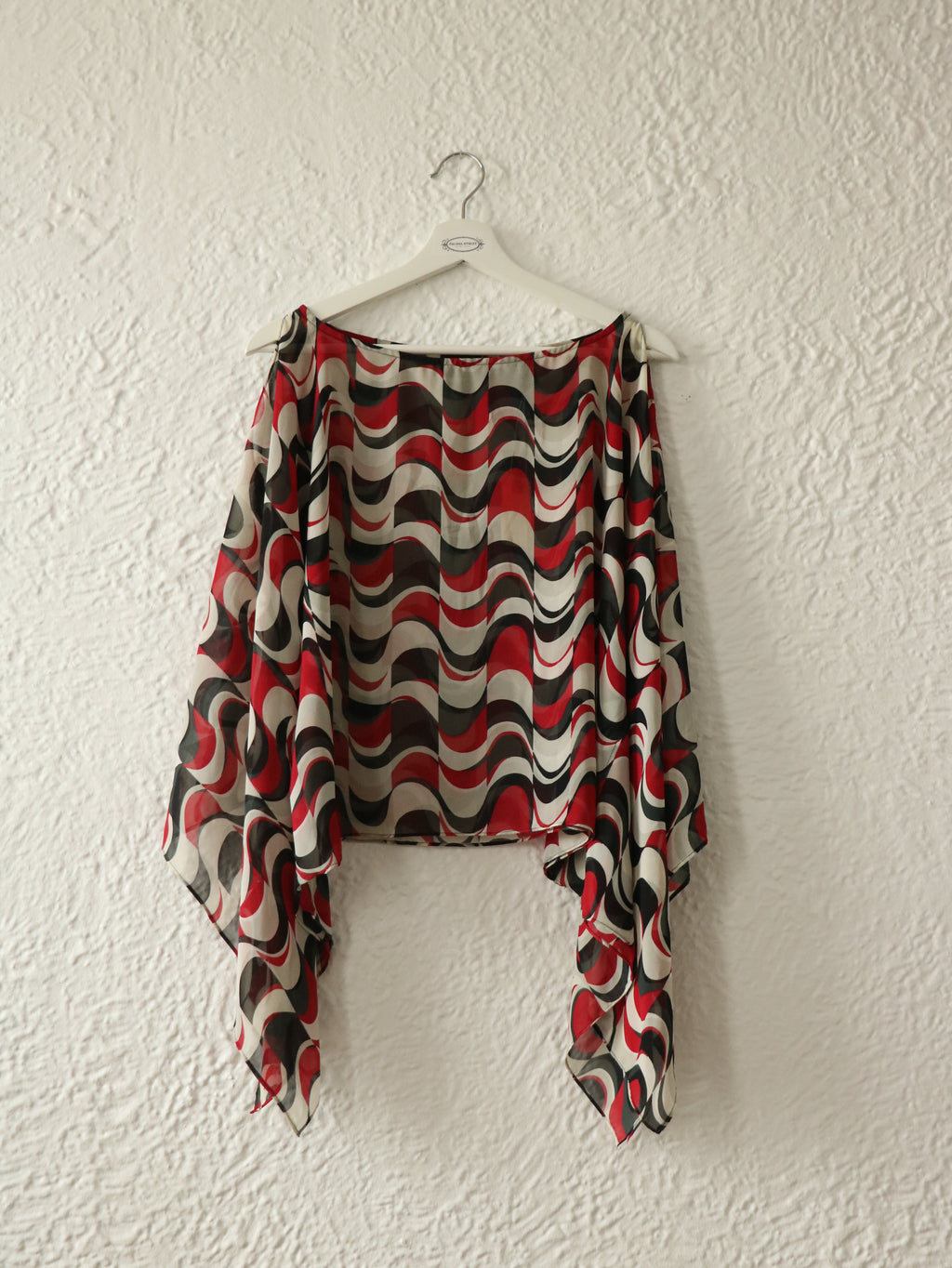 Y2K Cold Shoulder Handkerchief Blouse - Size Large