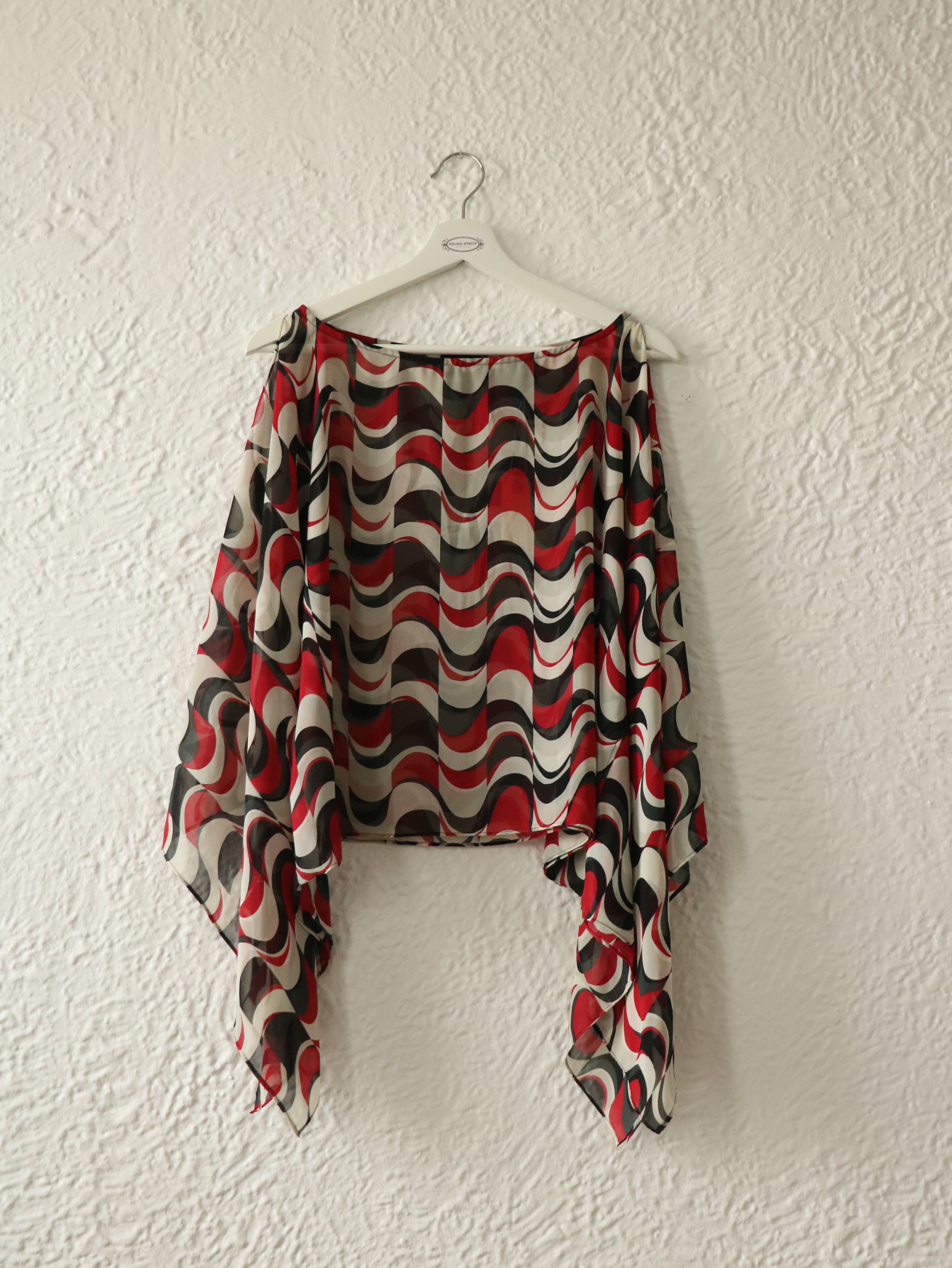 Y2K Cold Shoulder Handkerchief Blouse - Size Large
