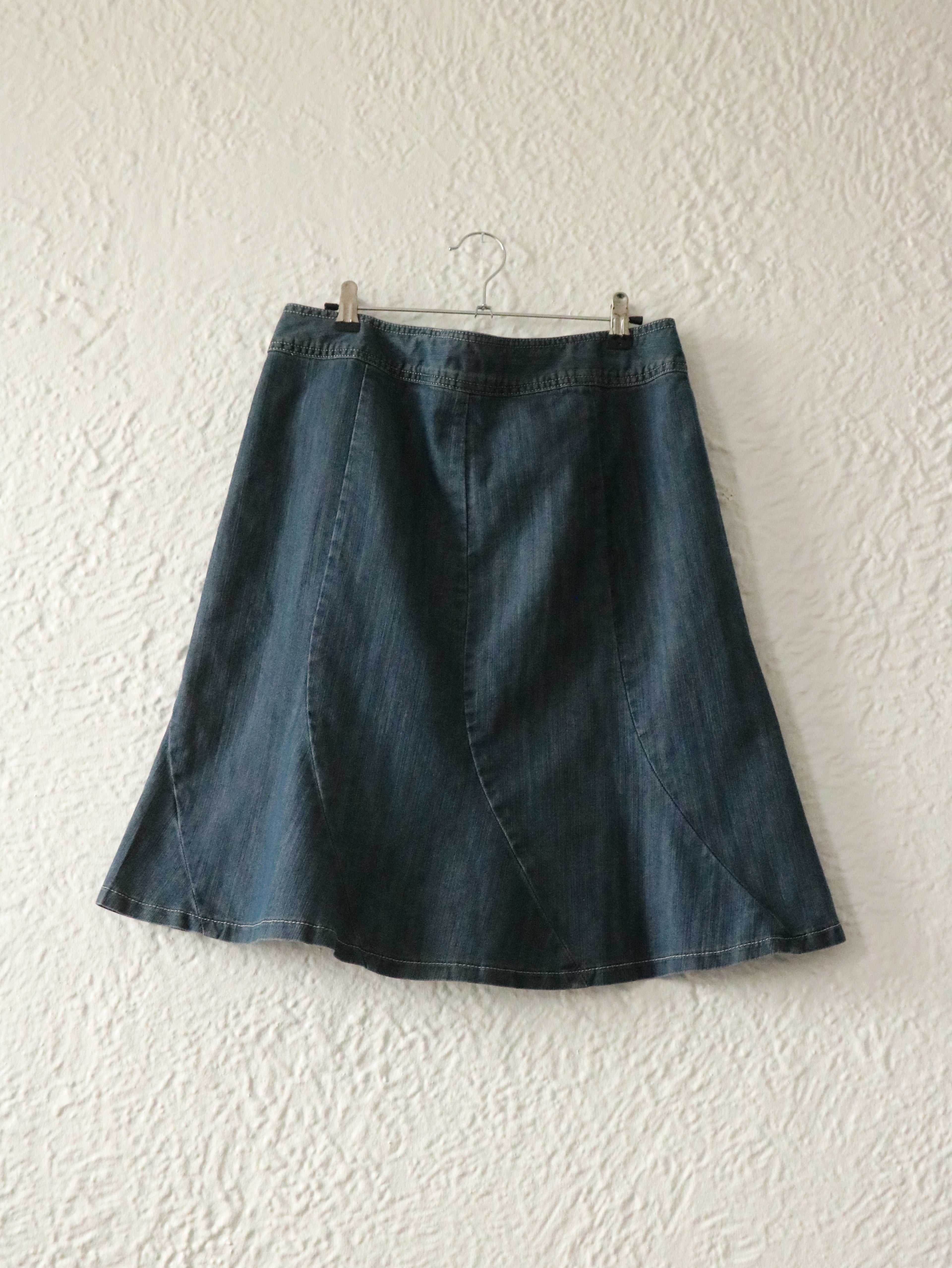 Y2K Denim Swing Midi Skirt - Size 10 (Medium)