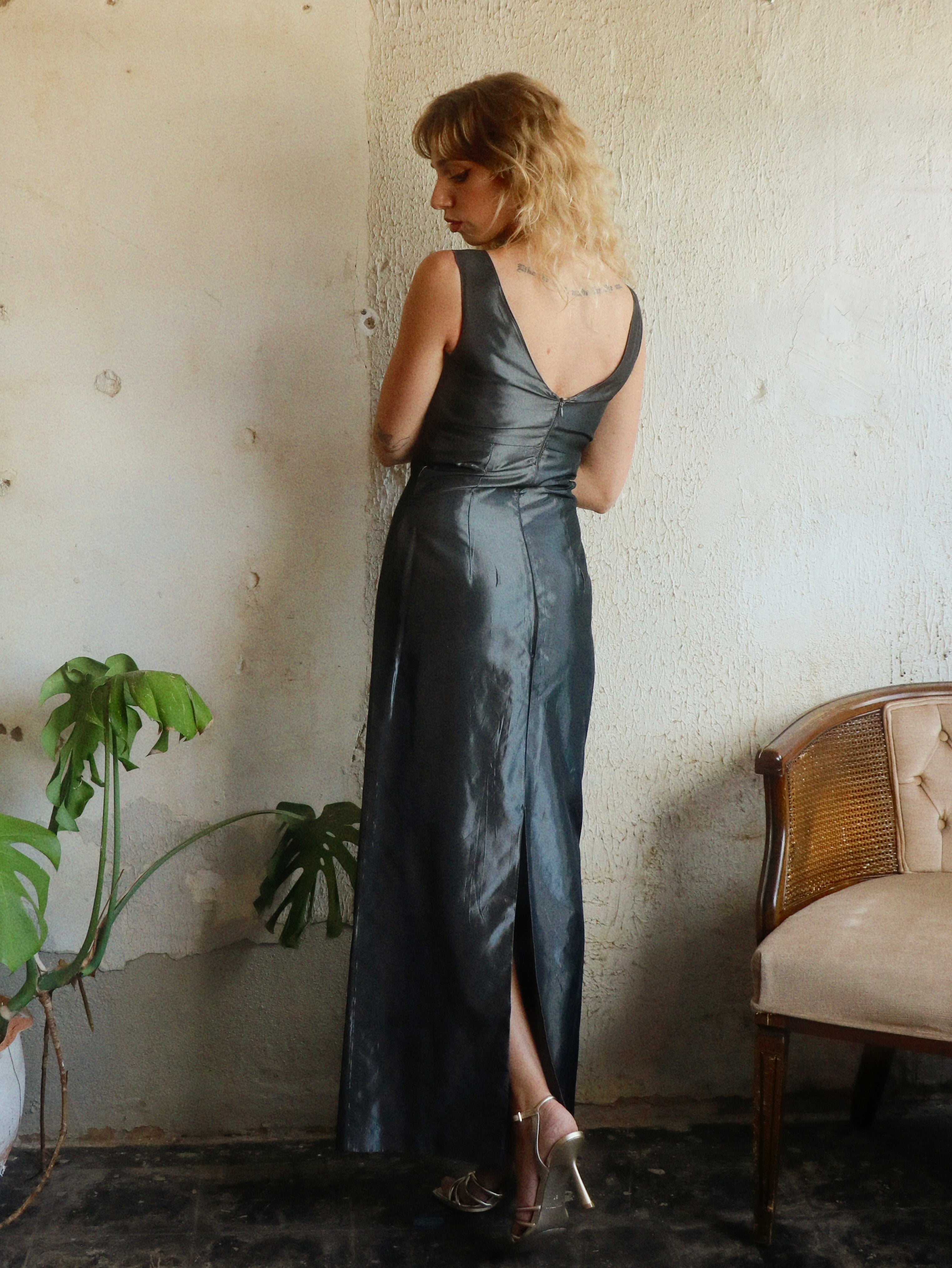 90s Silver Siren Dress - Size XS