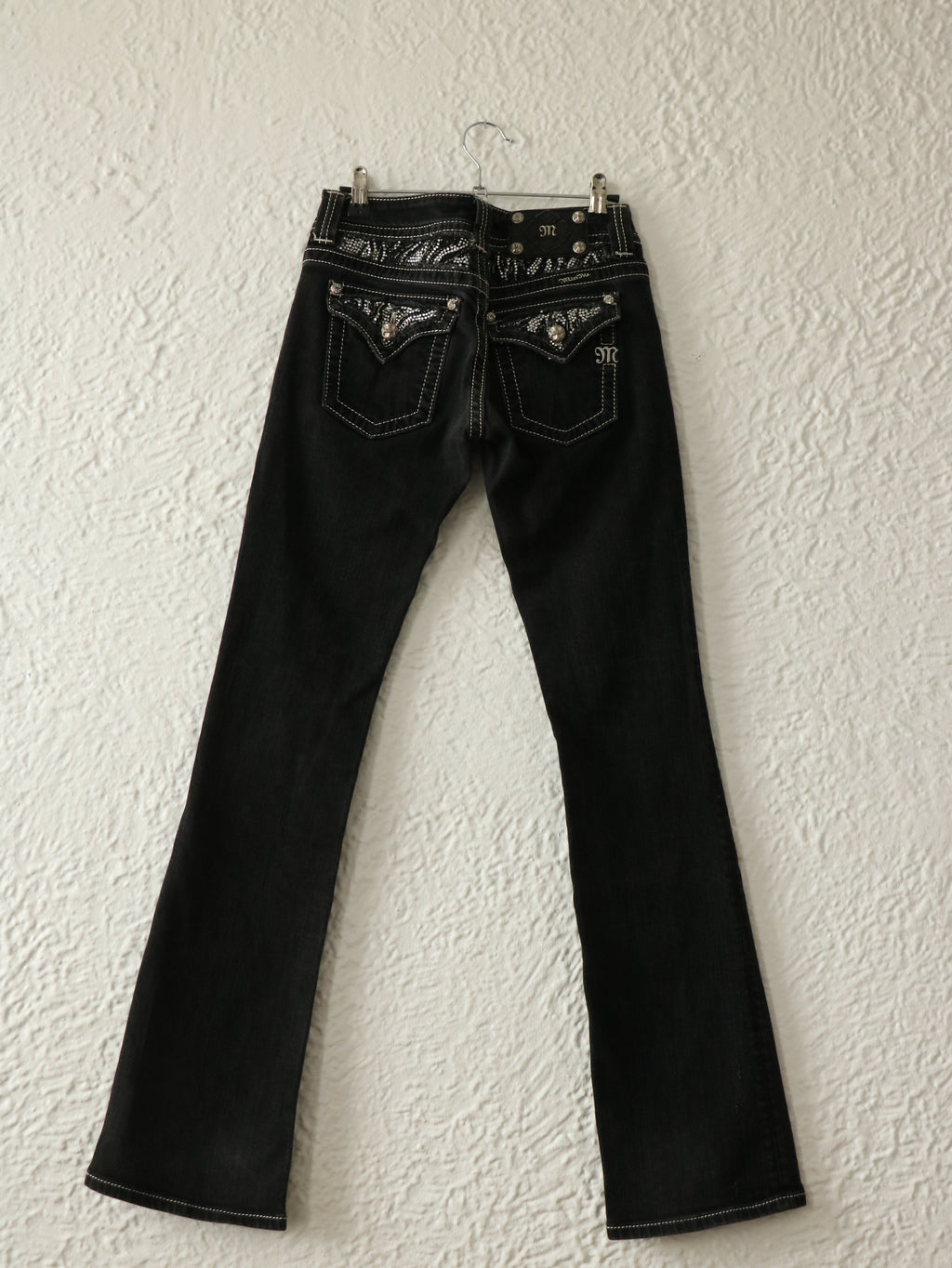 Y2K Zebra Rhinestone Bootcut Miss Me Jeans - Size 26W/30L