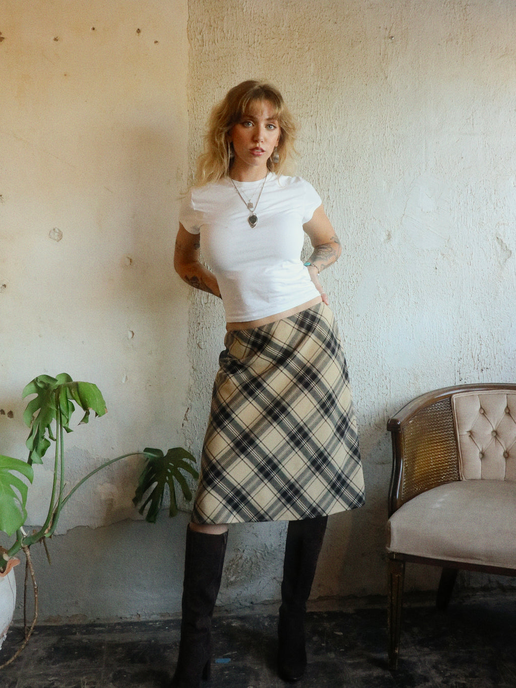 Y2K Perfect Plaid Midi Skirt - Size 4