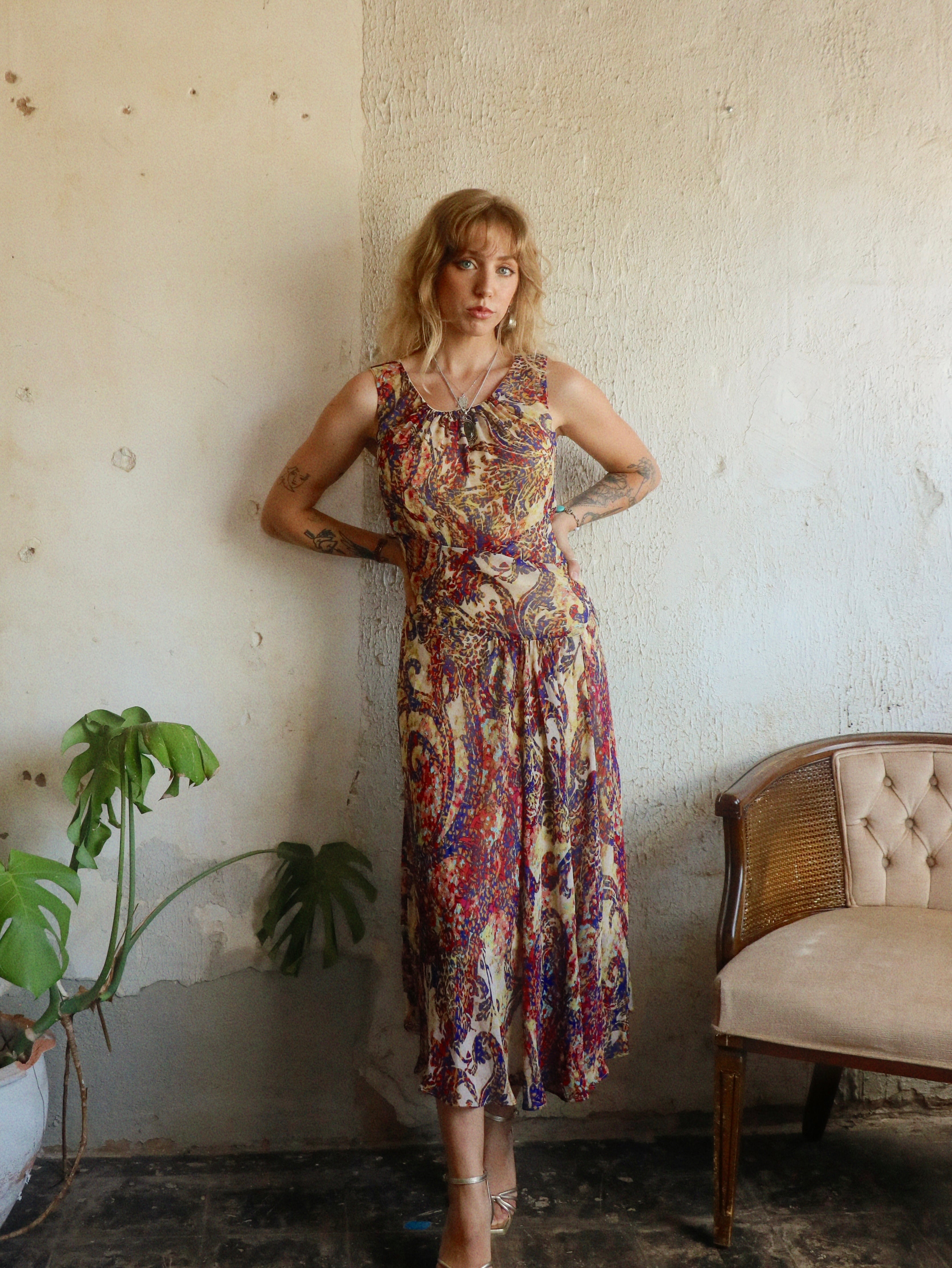 Y2K Drop-Waist Swing Dress - Size Medium