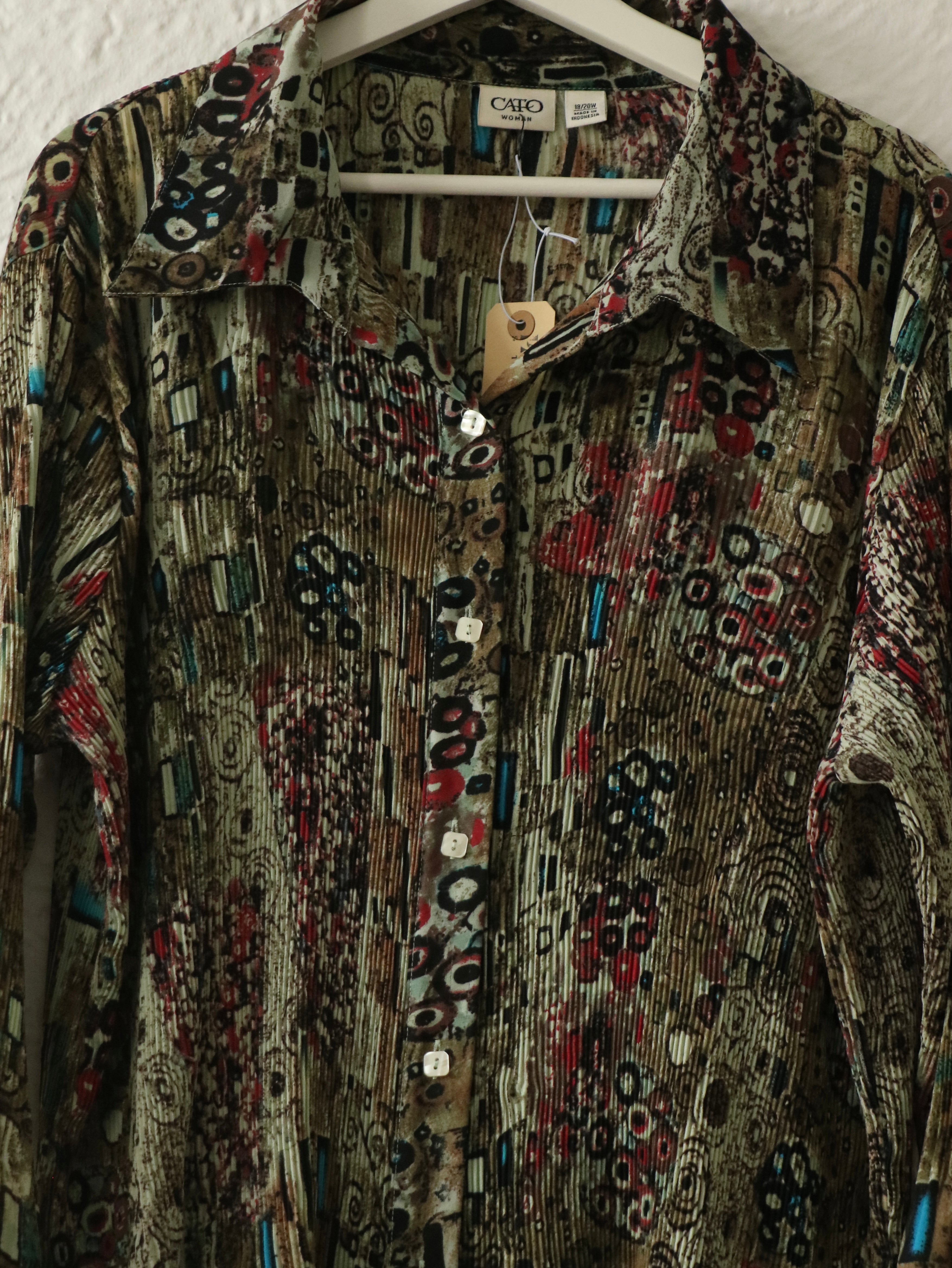 Y2K Art Print Swing Blouse - Size 18/20W (XL/XXL)