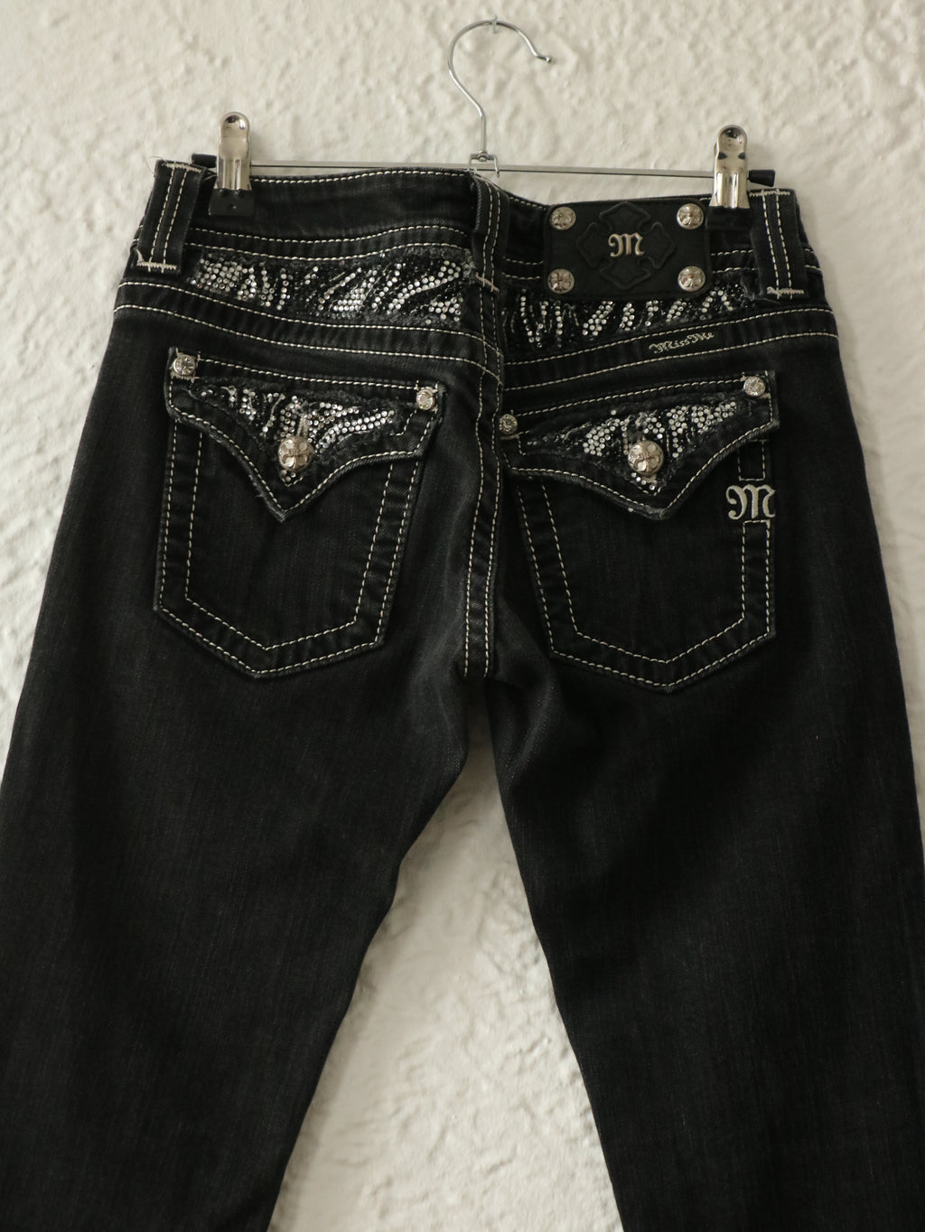 Y2K Zebra Rhinestone Bootcut Miss Me Jeans - Size 26W/30L