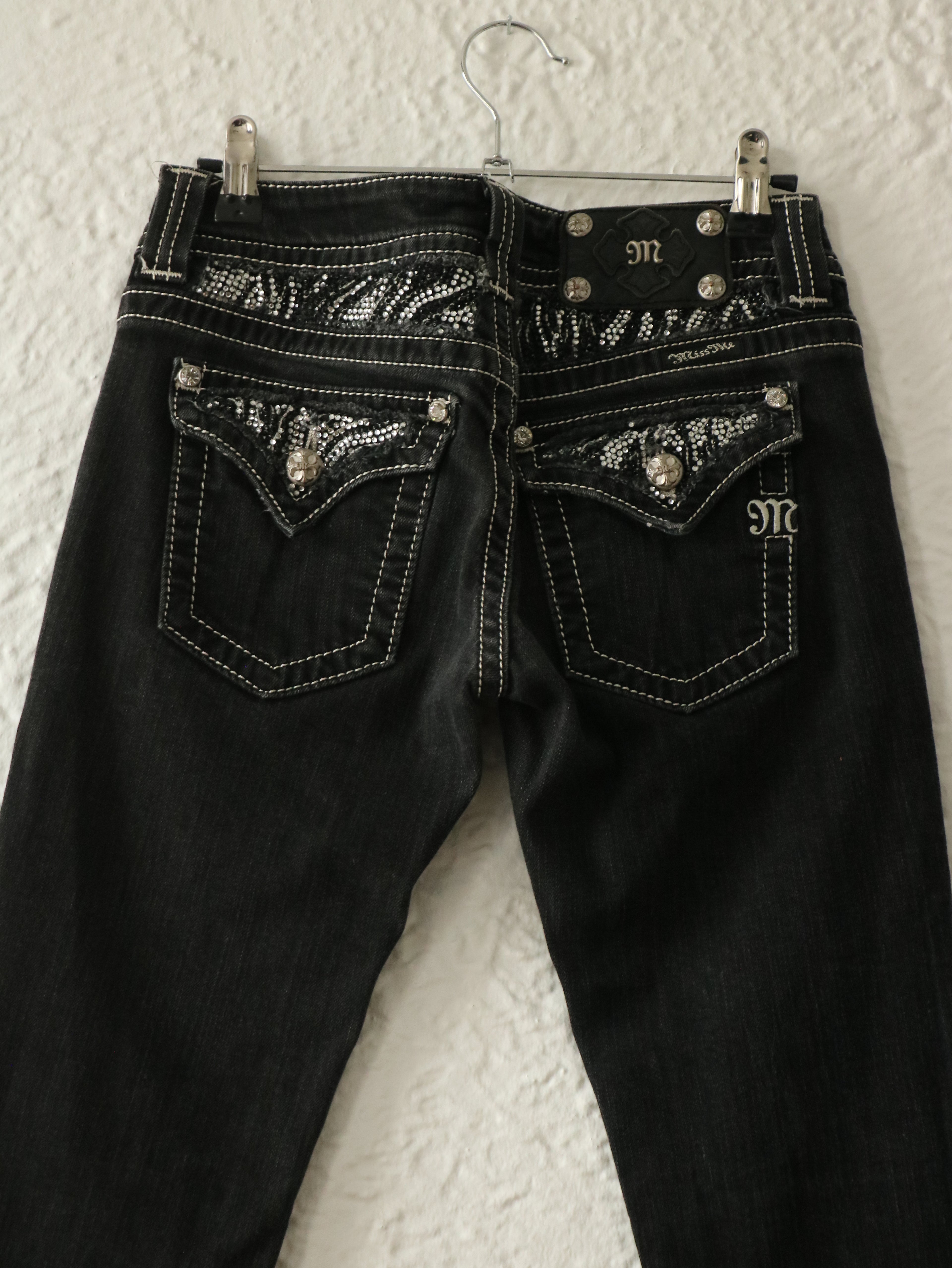 Y2K Zebra Rhinestone Bootcut Miss Me Jeans - Size 26W/30L