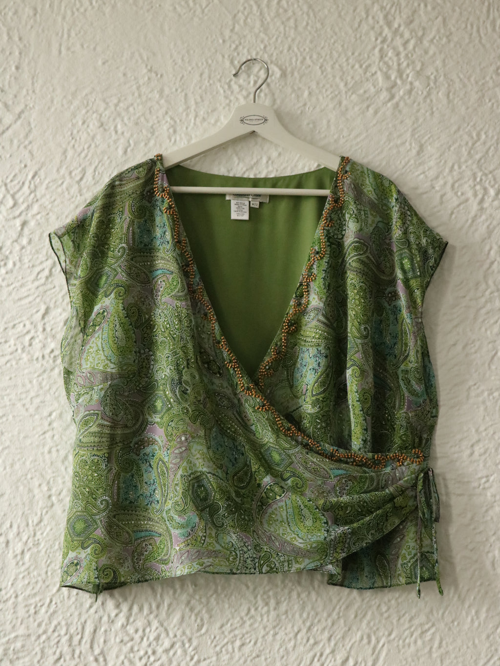 Y2K Paisley Silk Beaded Skirt & Top Set - Size 22W (2X)